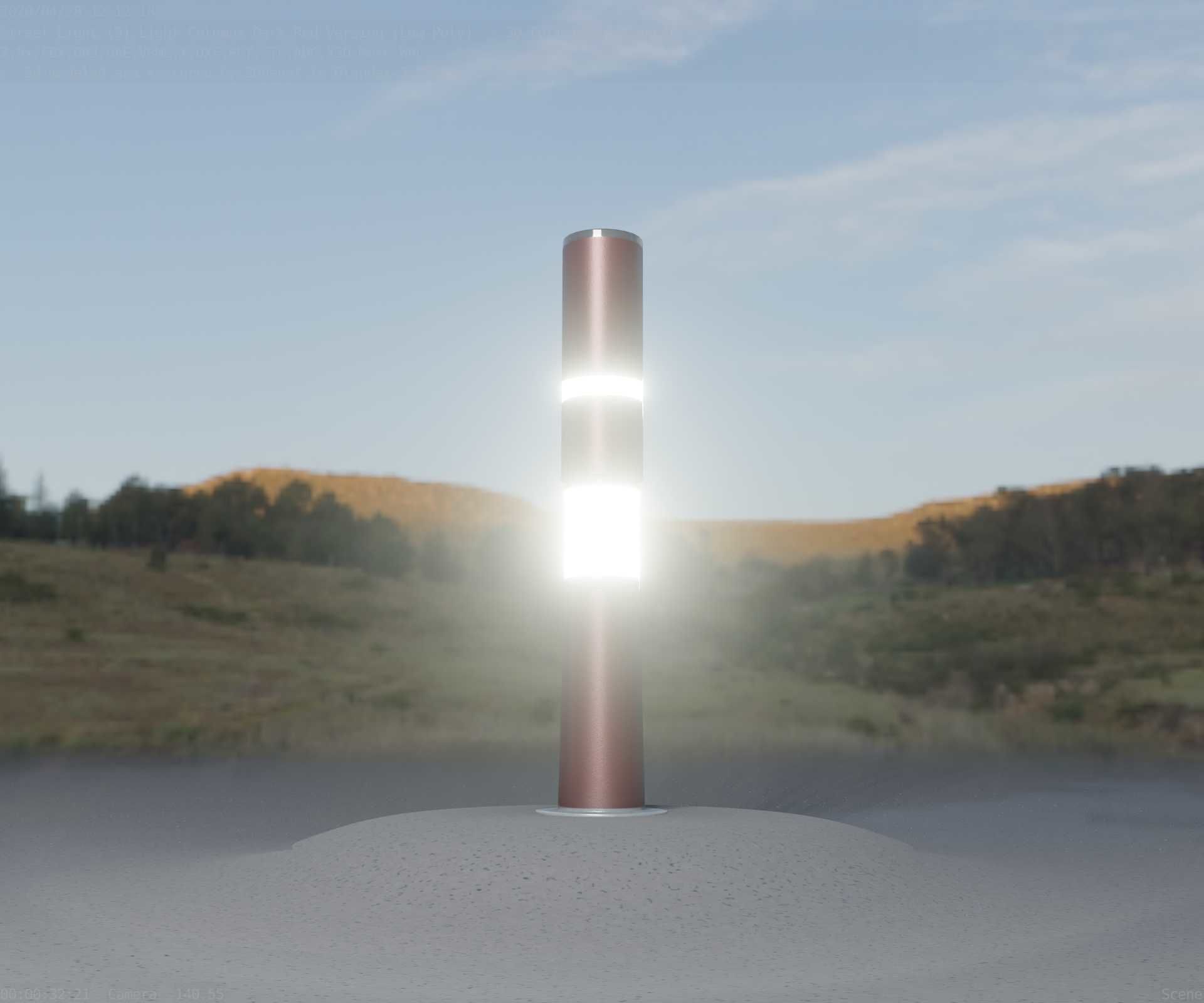 Dark Red Light-Column -8- Street-Light 9 Low-poly 3D model_98