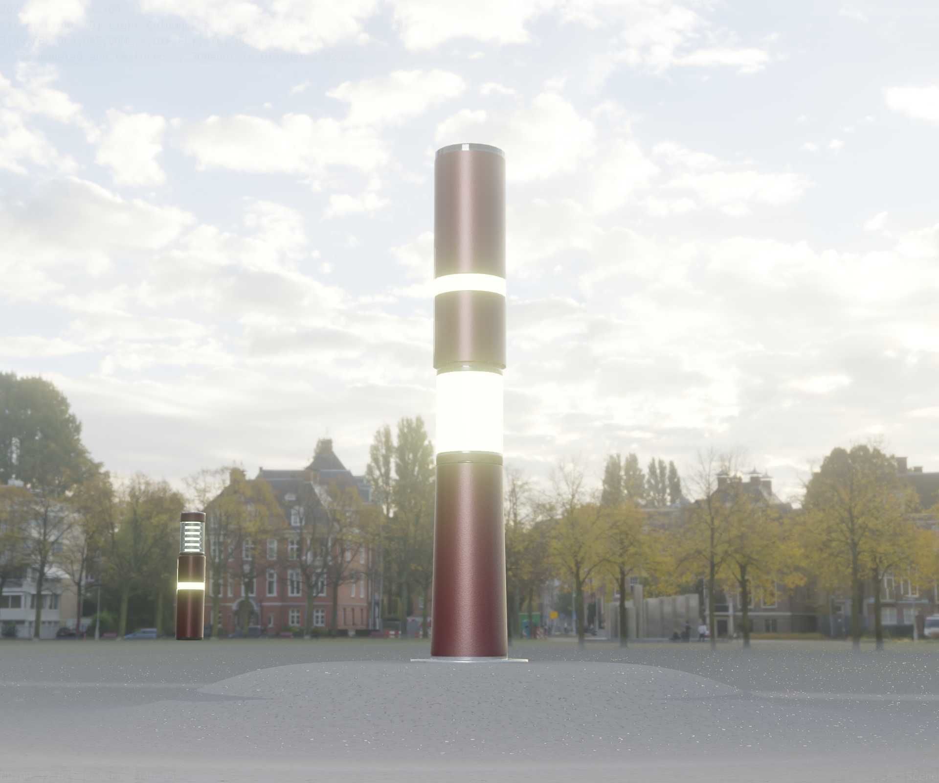 Dark Red Light-Column -8- Street-Light 9 Low-poly 3D model_79