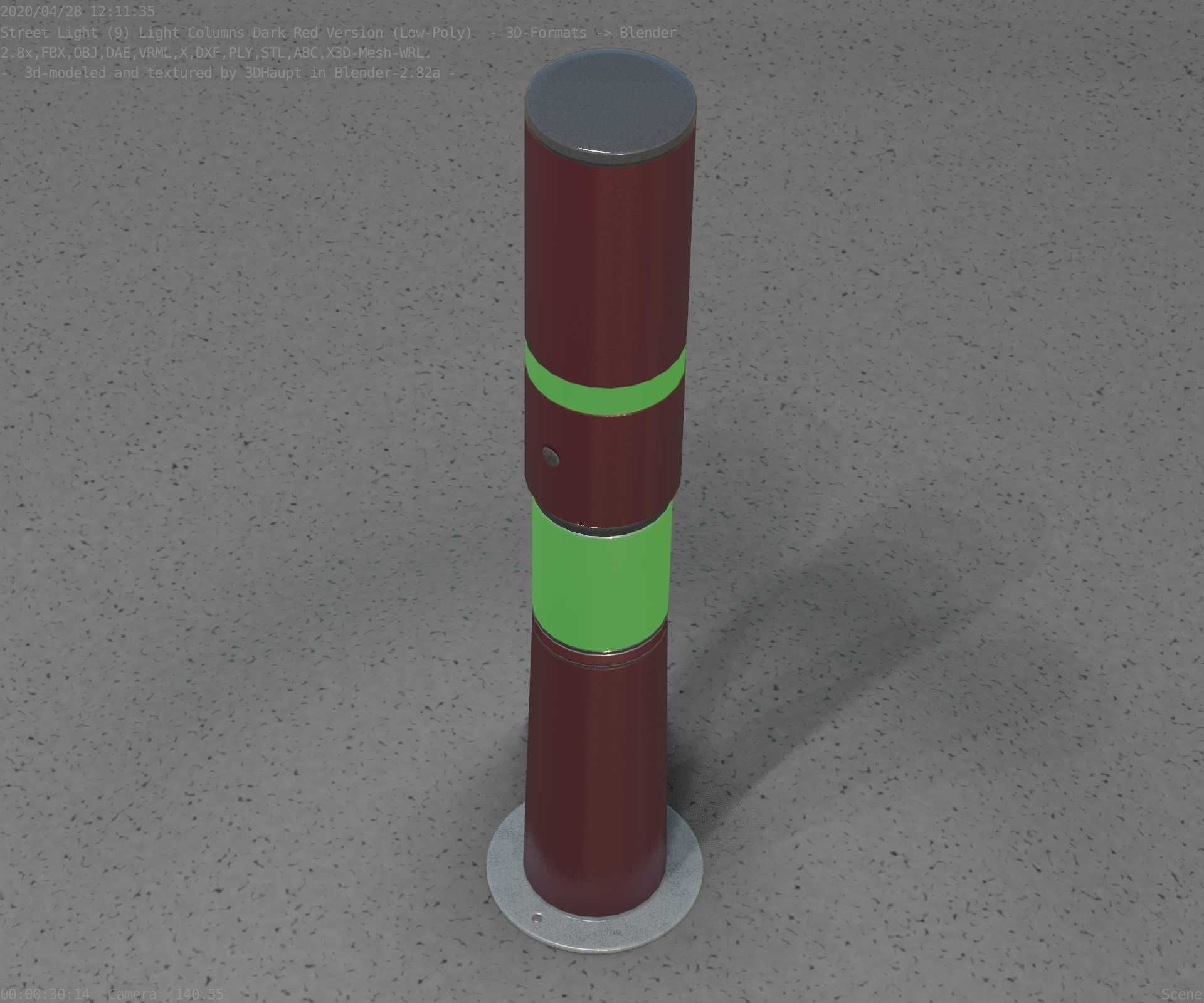 Dark Red Light-Column -8- Street-Light 9 Low-poly 3D model_50
