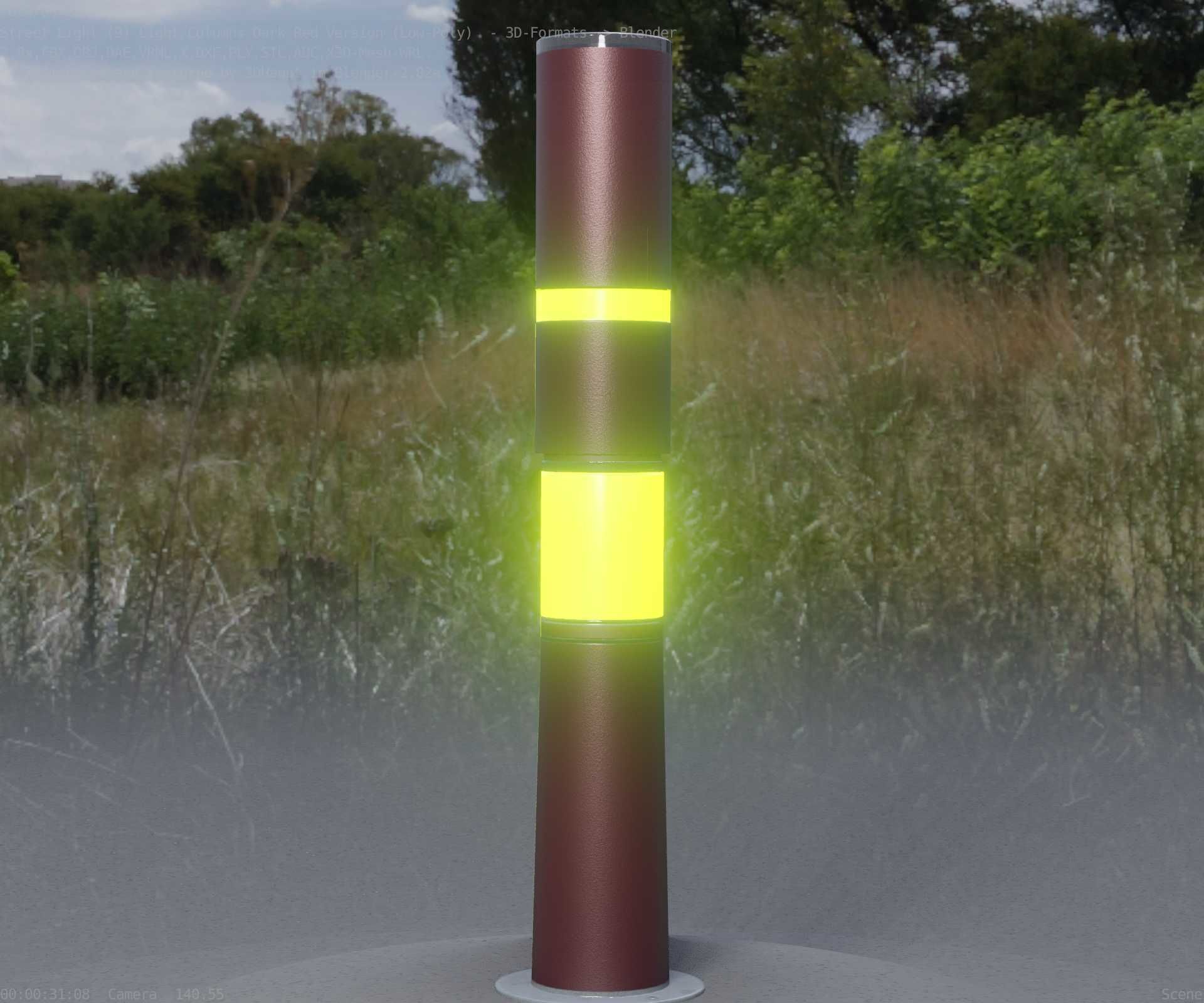 Dark Red Light-Column -8- Street-Light 9 Low-poly 3D model_68