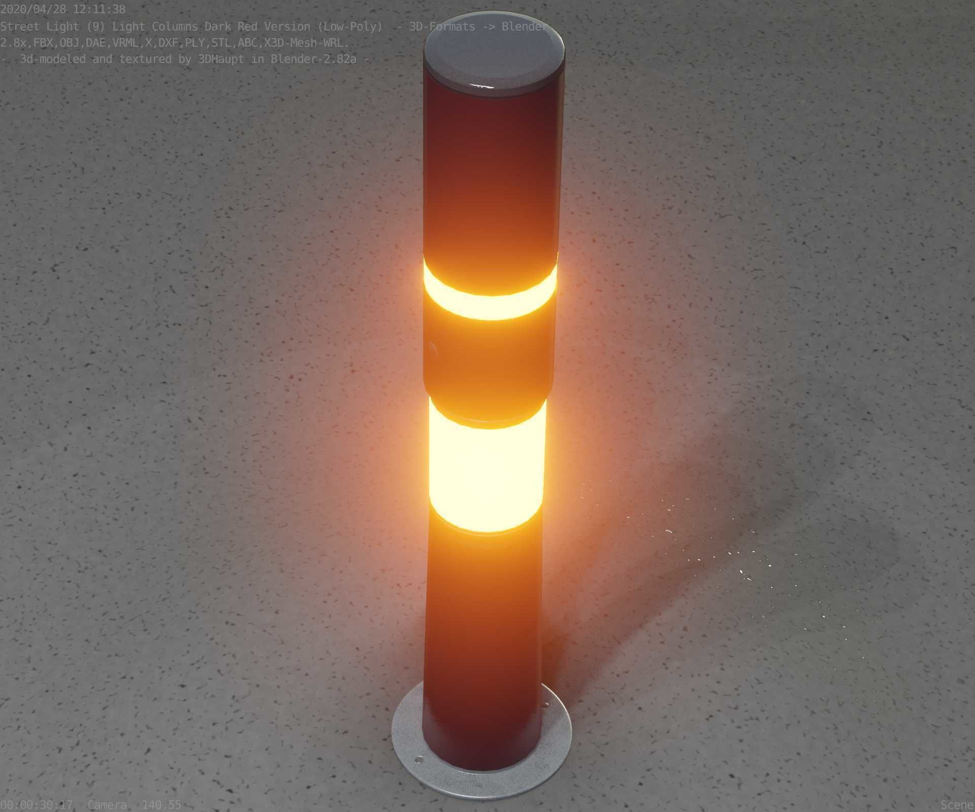 Dark Red Light-Column -8- Street-Light 9 Low-poly 3D model_53