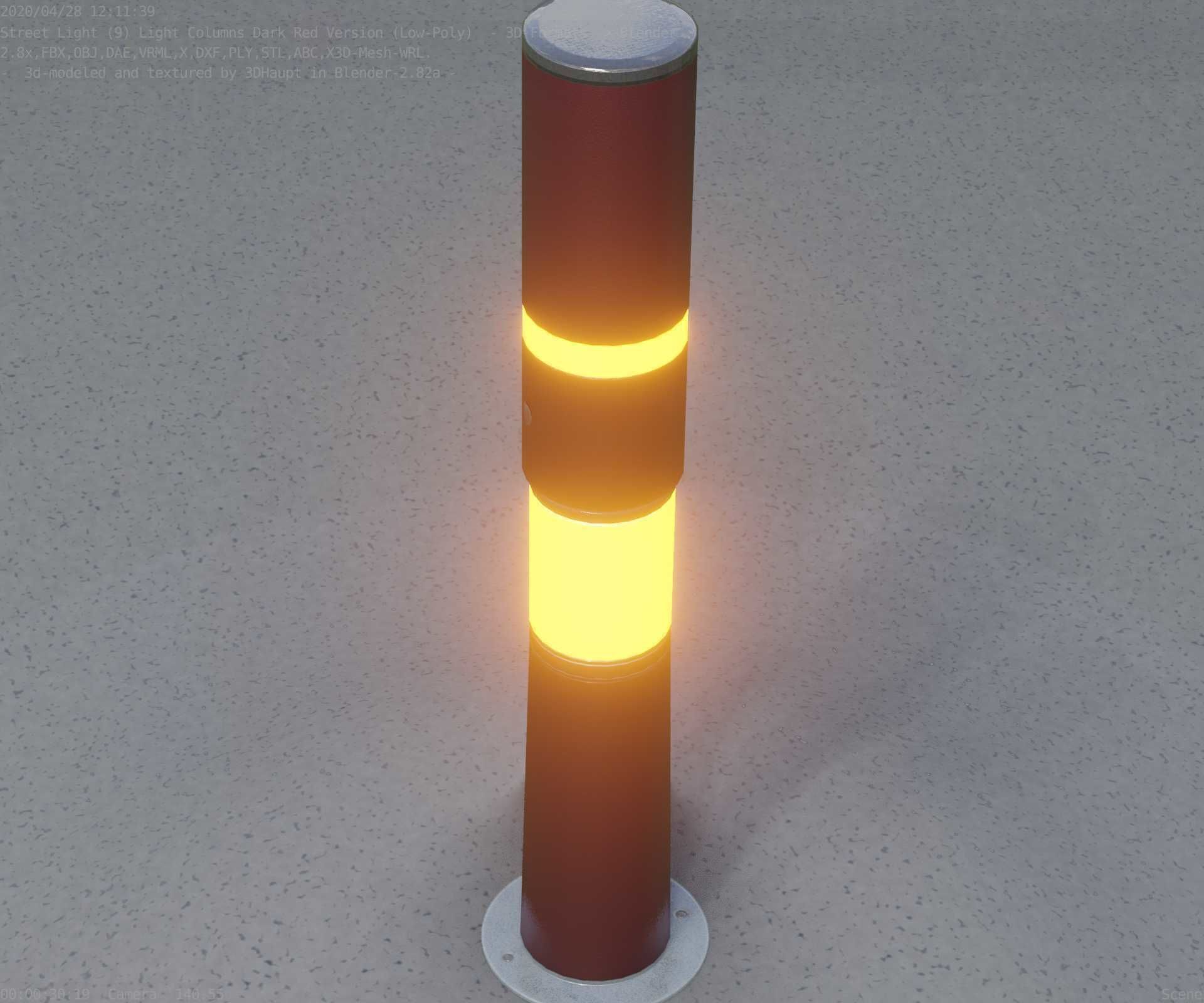 Dark Red Light-Column -8- Street-Light 9 Low-poly 3D model_55