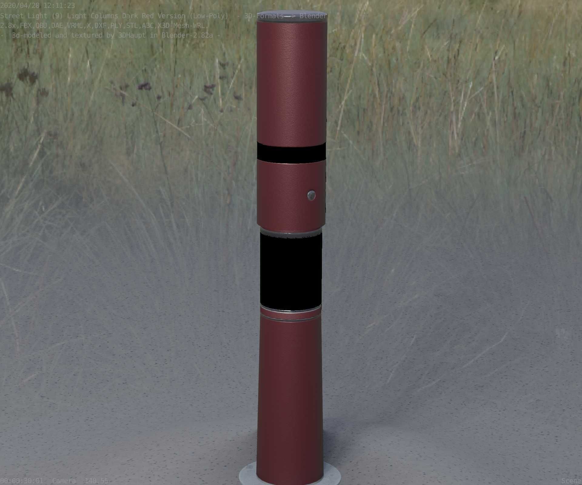 Dark Red Light-Column -8- Street-Light 9 Low-poly 3D model_37