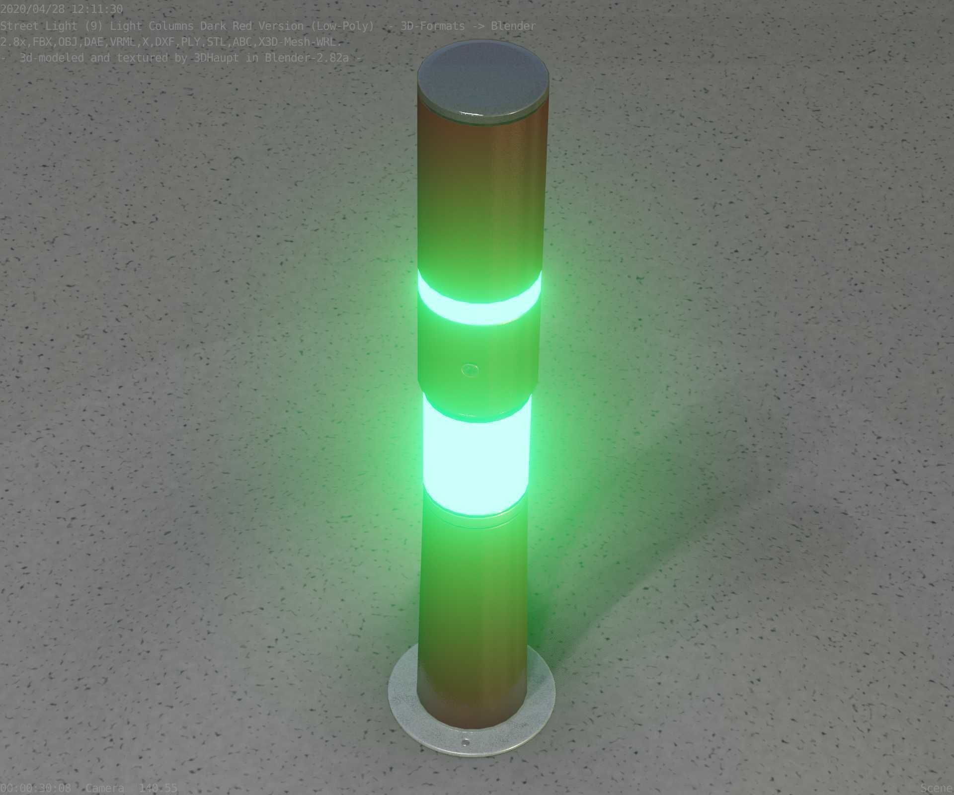 Dark Red Light-Column -8- Street-Light 9 Low-poly 3D model_44