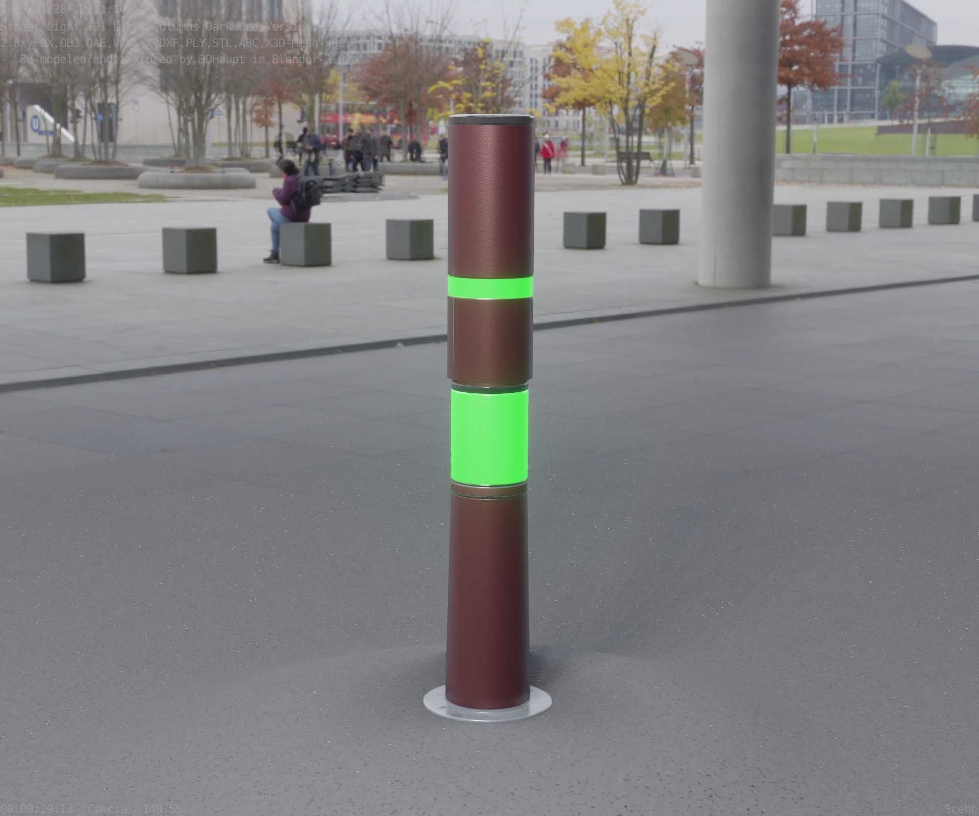 Dark Red Light-Column -8- Street-Light 9 Low-poly 3D model_25