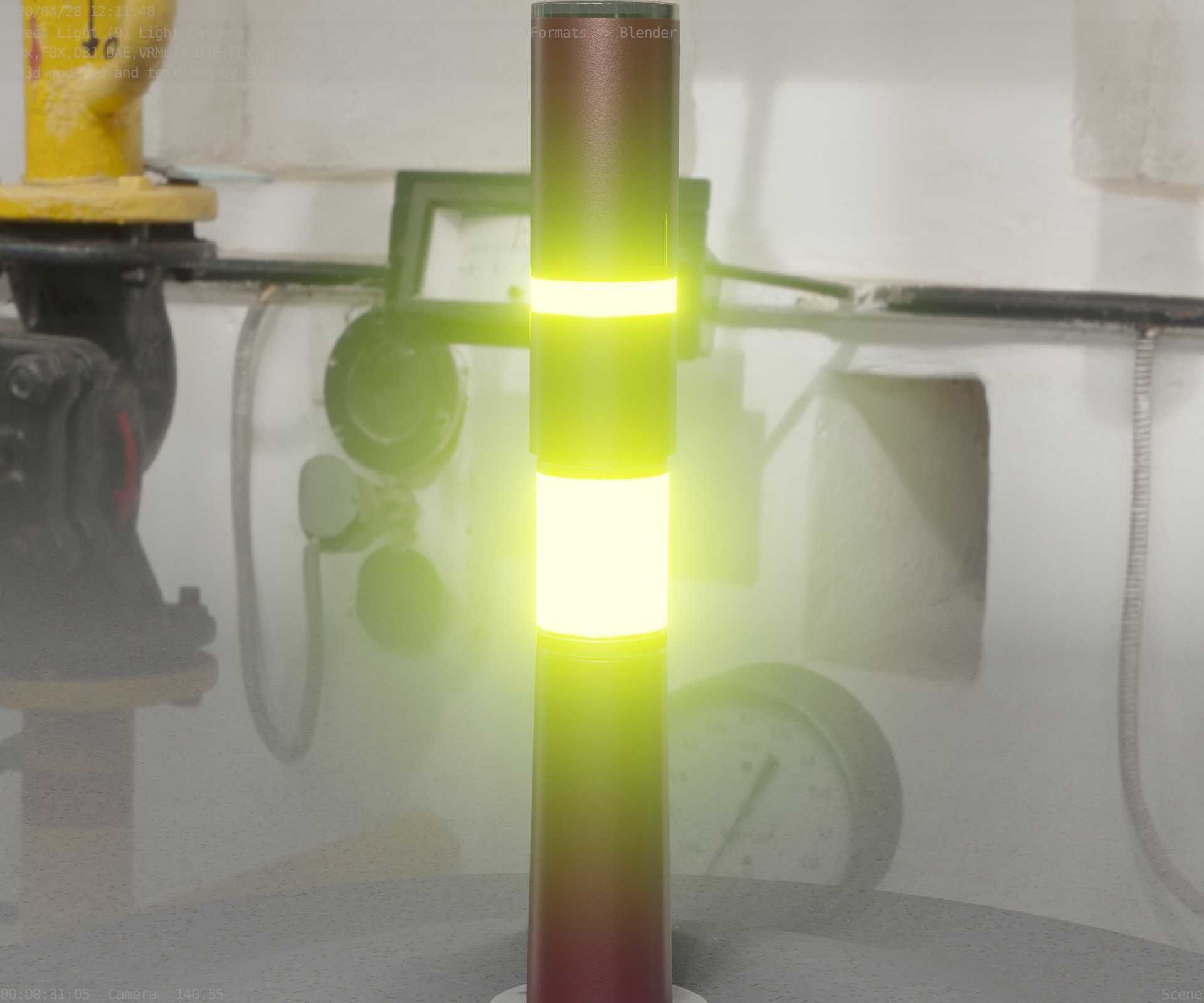 Dark Red Light-Column -8- Street-Light 9 Low-poly 3D model_65