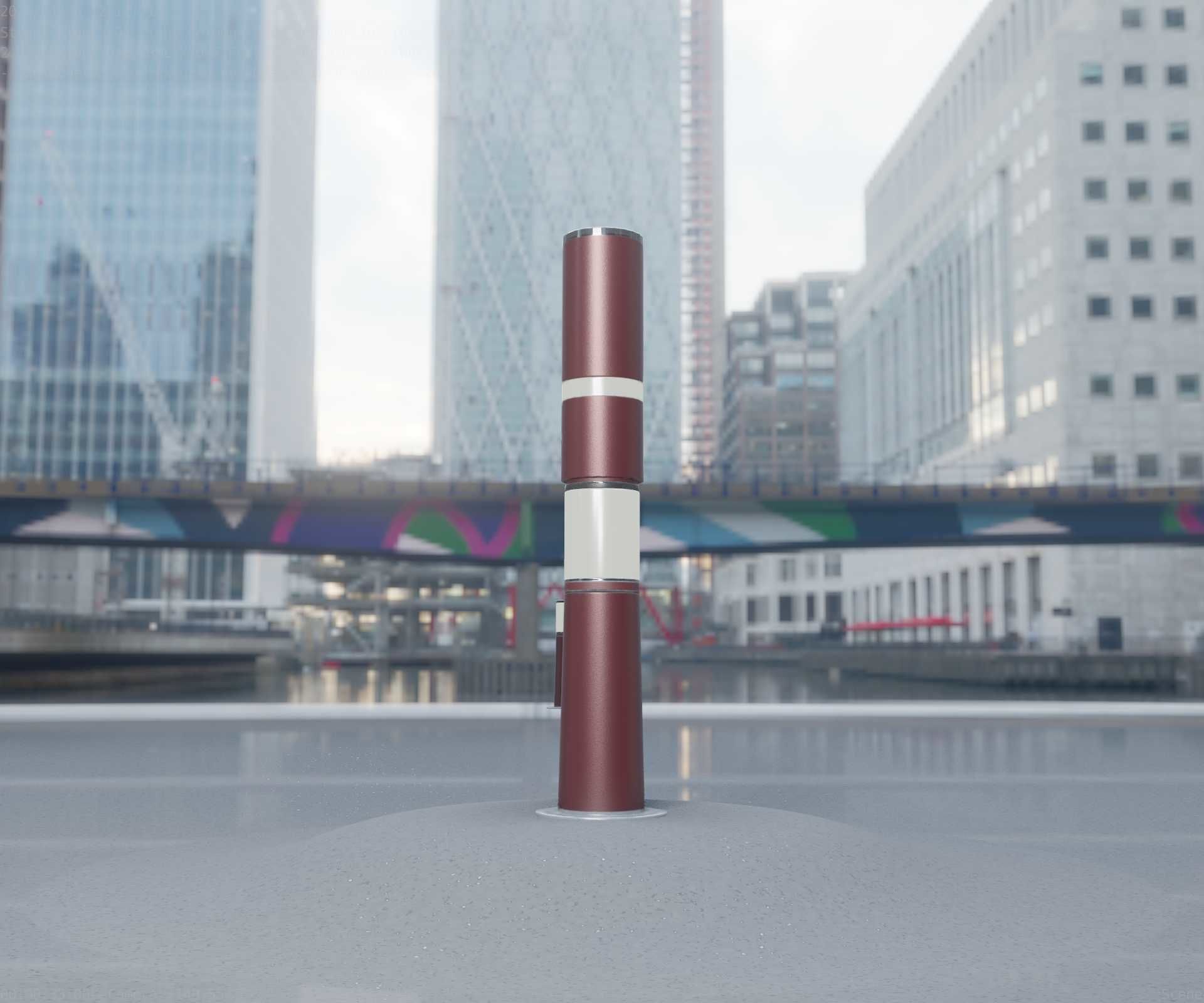 Dark Red Light-Column -8- Street-Light 9 Low-poly 3D model_9