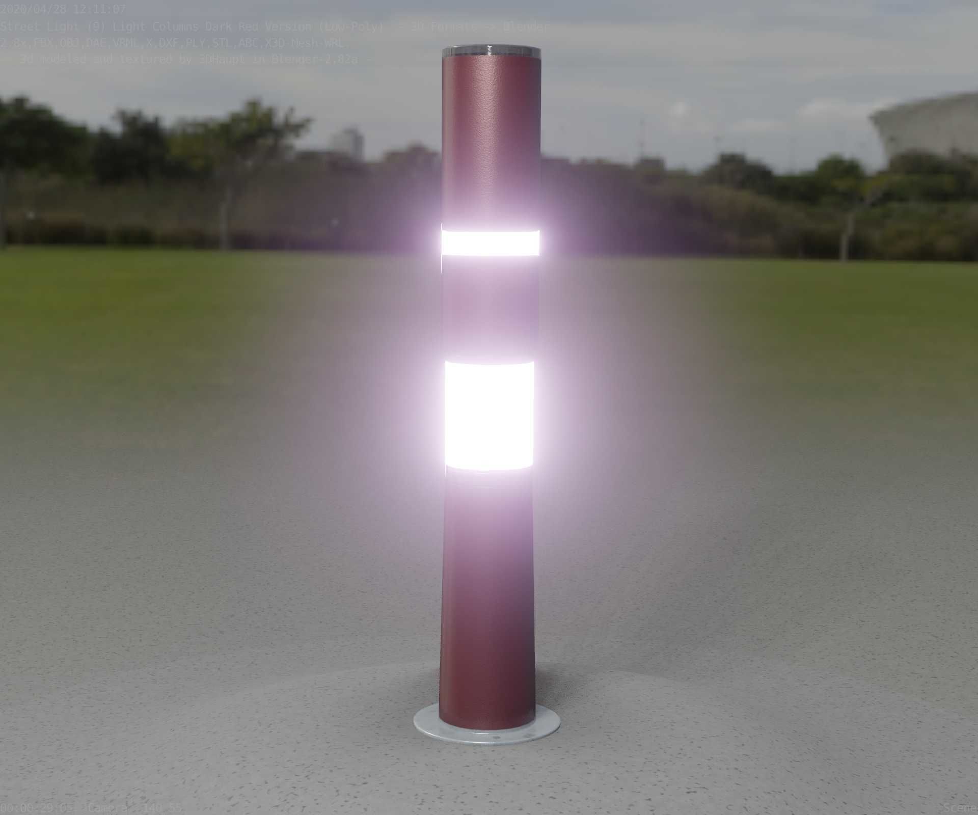 Dark Red Light-Column -8- Street-Light 9 Low-poly 3D model_17