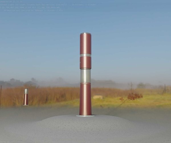 Dark Red Light-Column -8- Street-Light 9 Low-poly 3D model