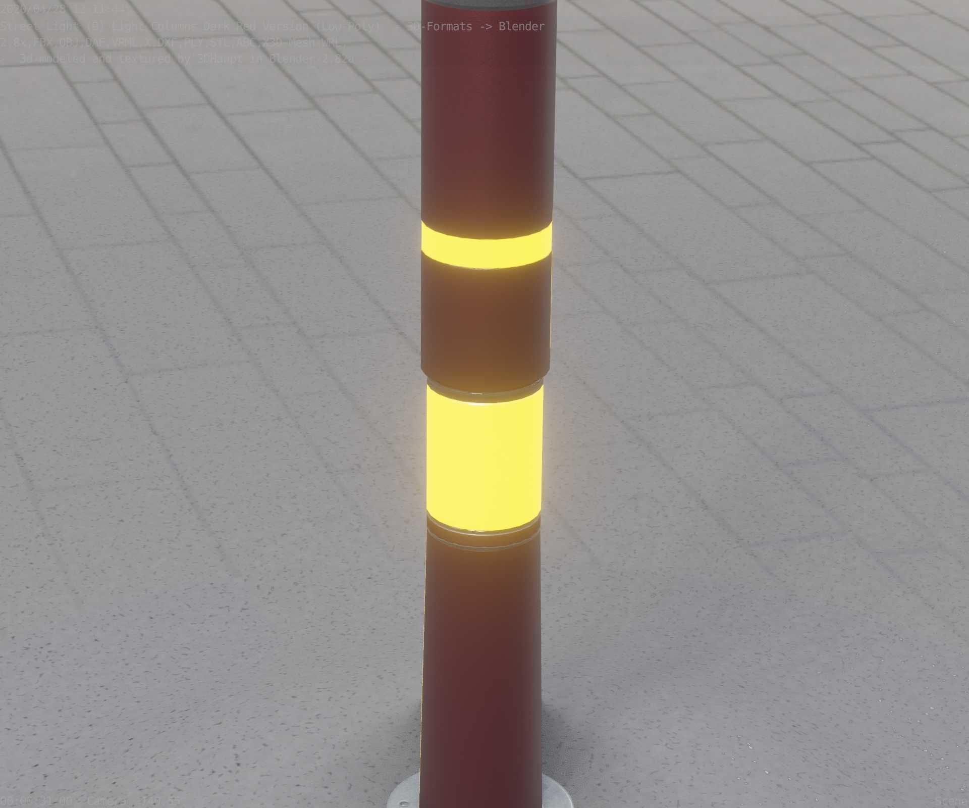 Dark Red Light-Column -8- Street-Light 9 Low-poly 3D model_60