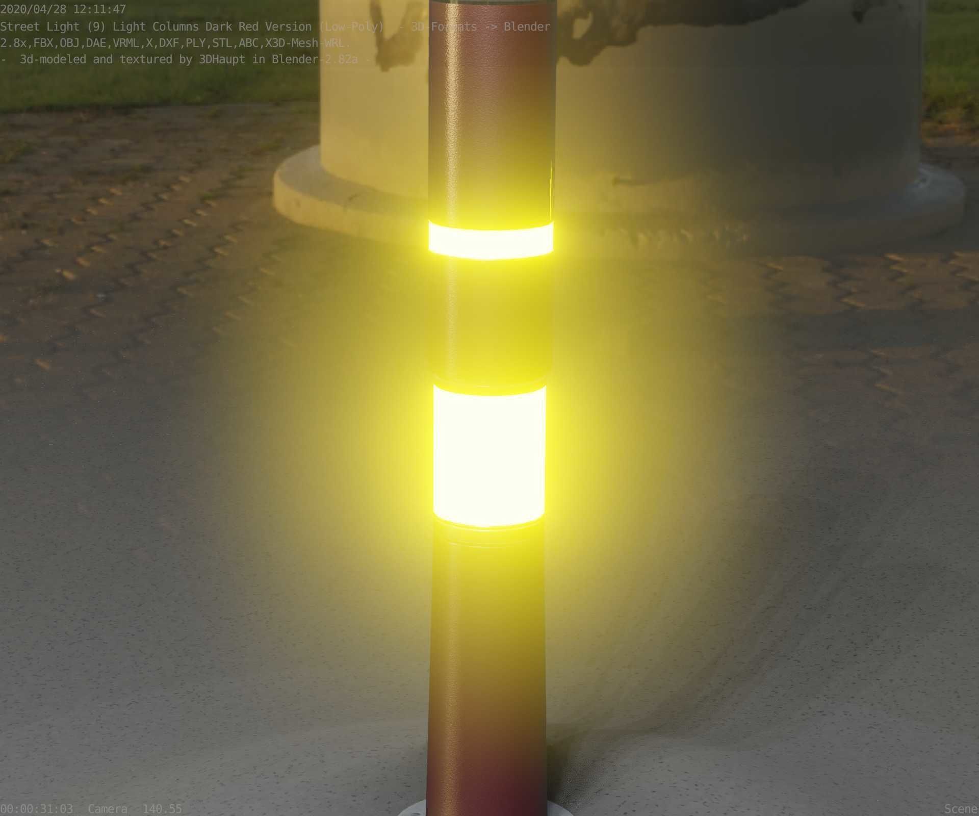 Dark Red Light-Column -8- Street-Light 9 Low-poly 3D model_63