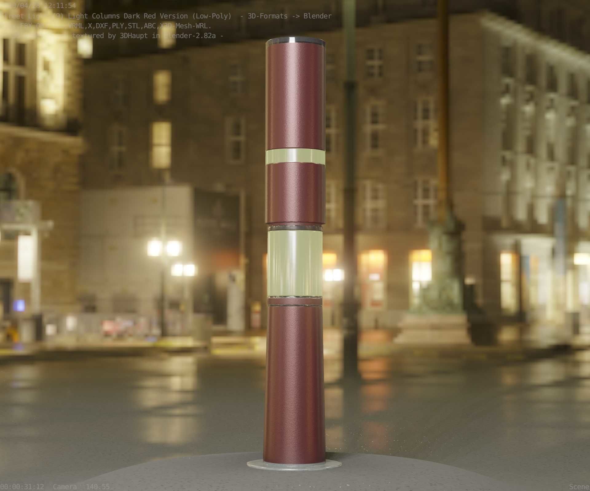 Dark Red Light-Column -8- Street-Light 9 Low-poly 3D model_72