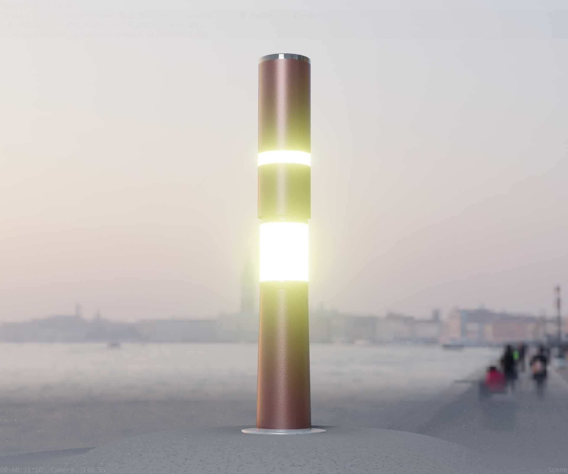 Dark Red Light-Column -8- Street-Light 9 Low-poly 3D model_2
