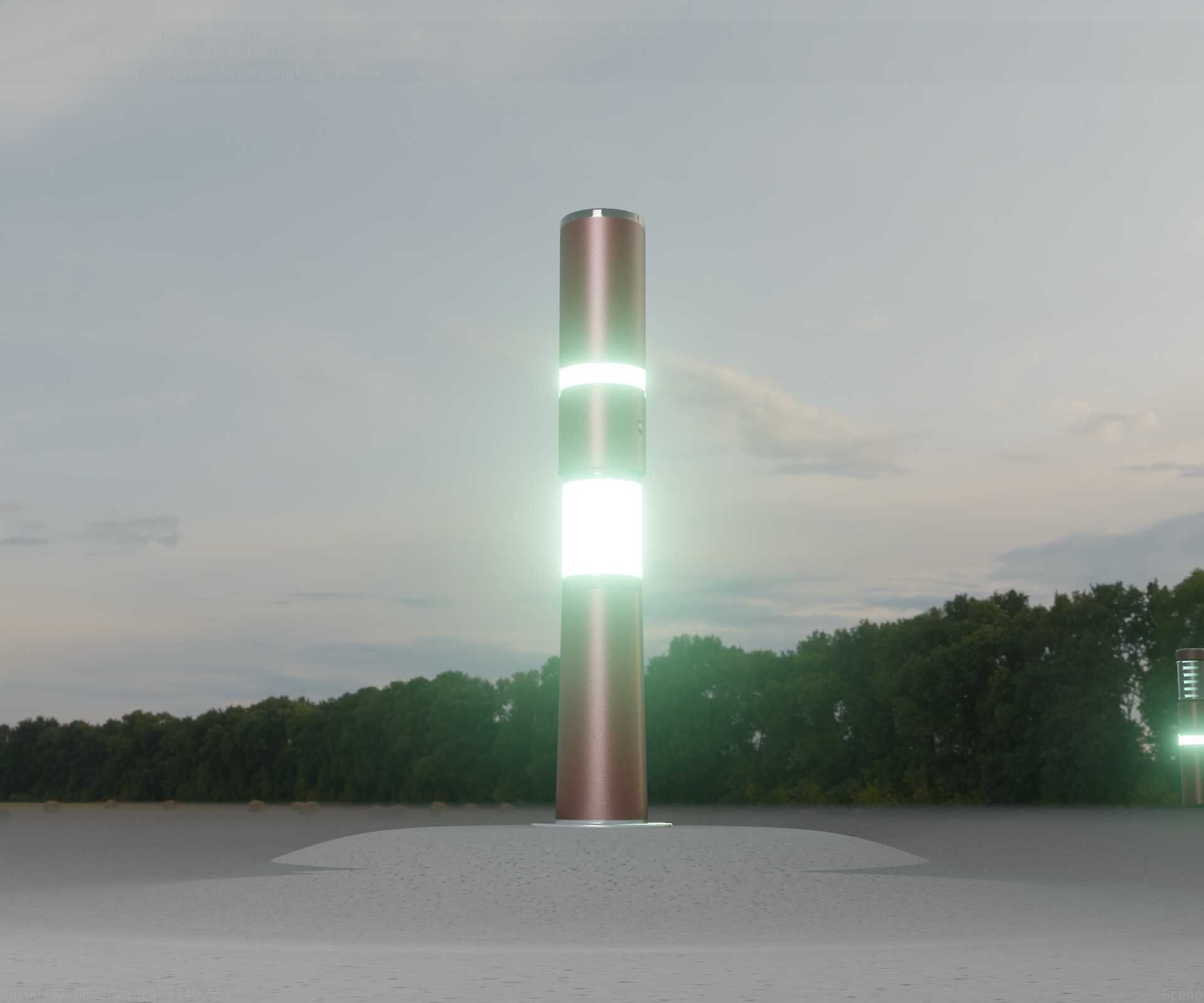 Dark Red Light-Column -8- Street-Light 9 Low-poly 3D model_85