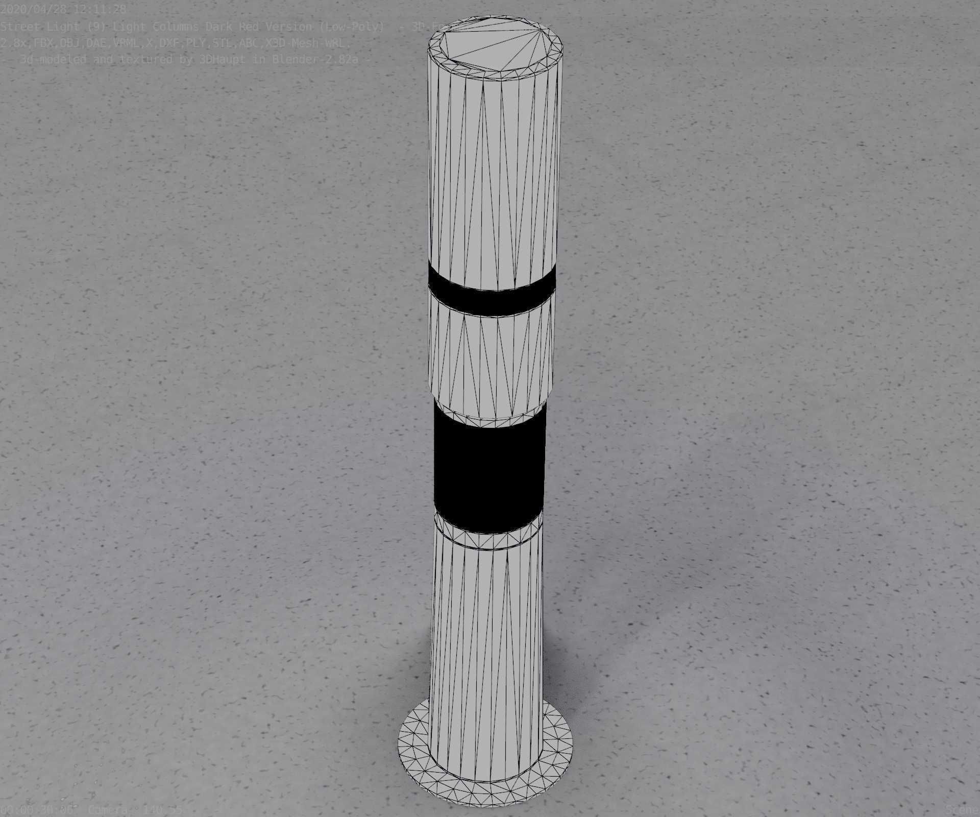 Dark Red Light-Column -8- Street-Light 9 Low-poly 3D model_42