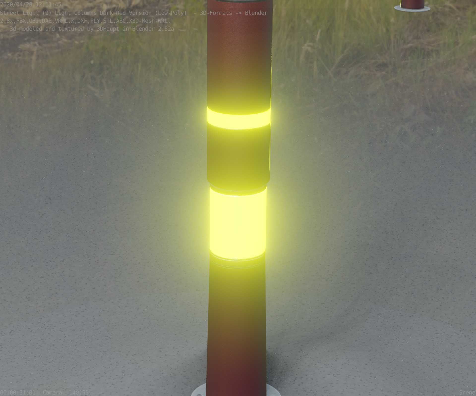 Dark Red Light-Column -8- Street-Light 9 Low-poly 3D model_61