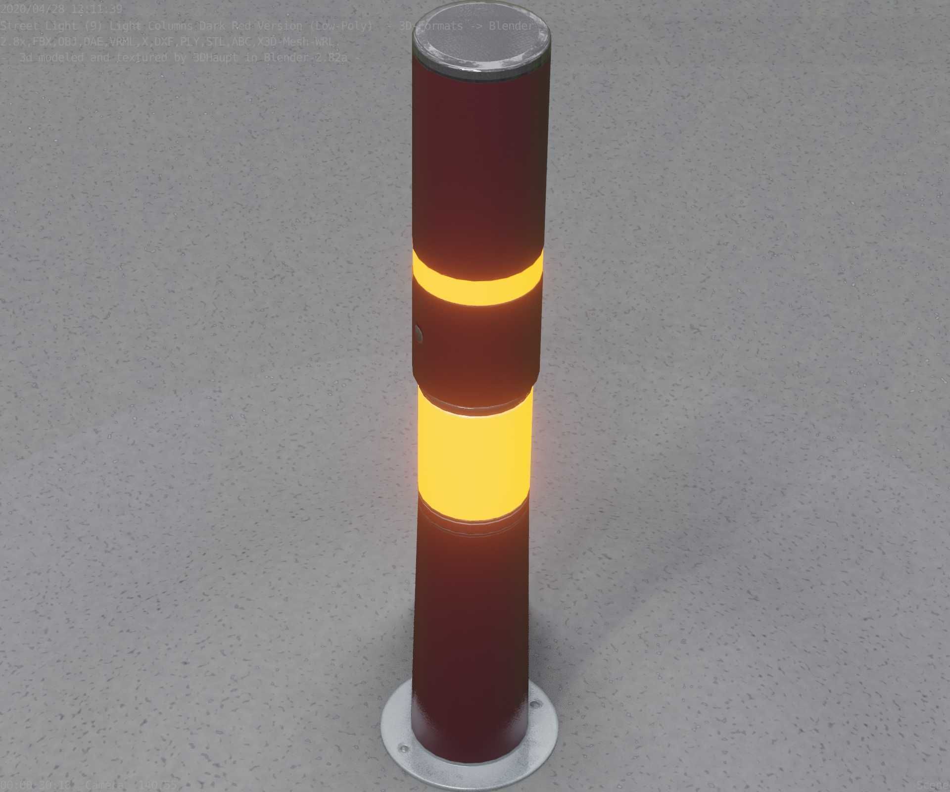 Dark Red Light-Column -8- Street-Light 9 Low-poly 3D model_54