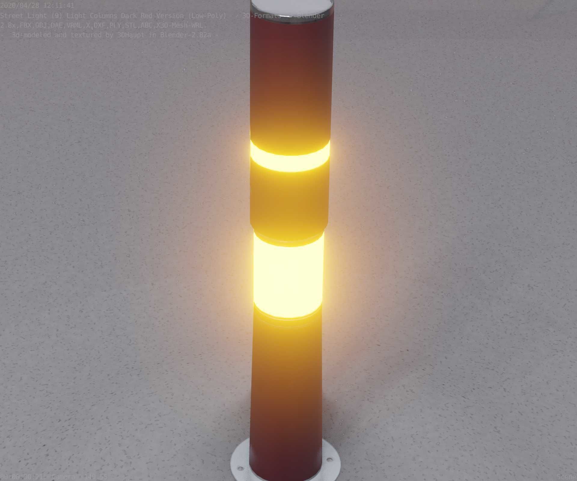 Dark Red Light-Column -8- Street-Light 9 Low-poly 3D model_57