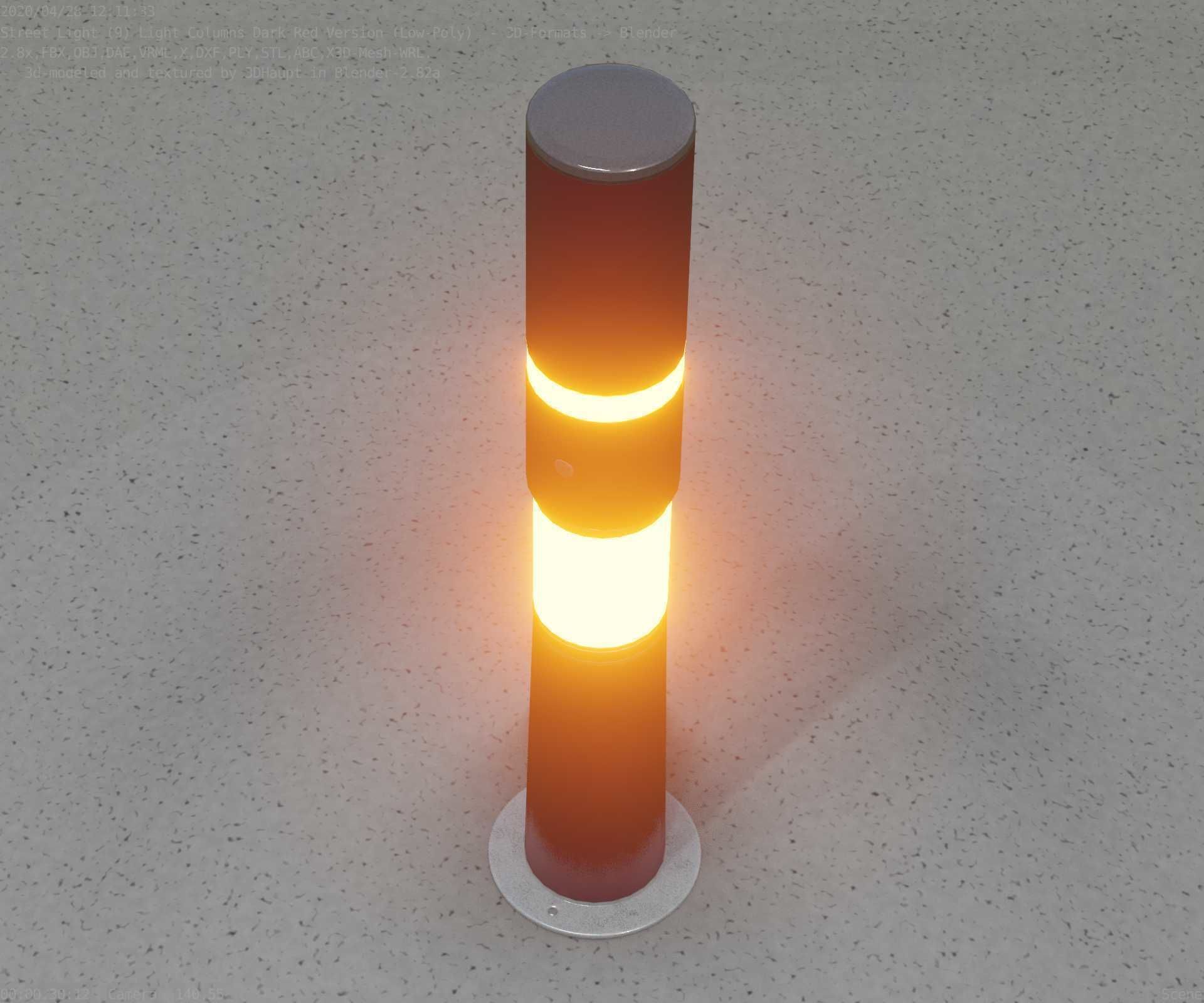Dark Red Light-Column -8- Street-Light 9 Low-poly 3D model_48