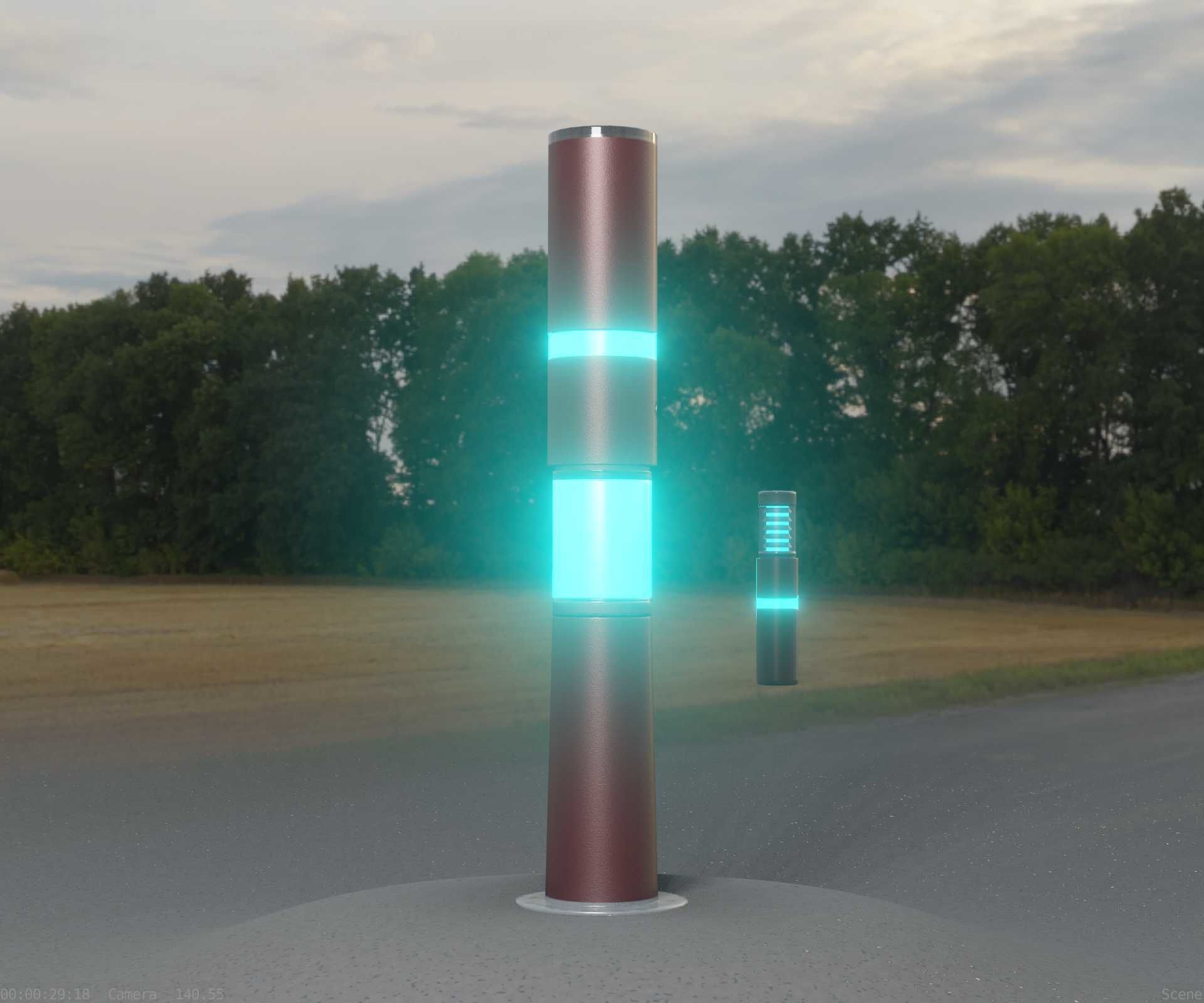 Dark Red Light-Column -8- Street-Light 9 Low-poly 3D model_30
