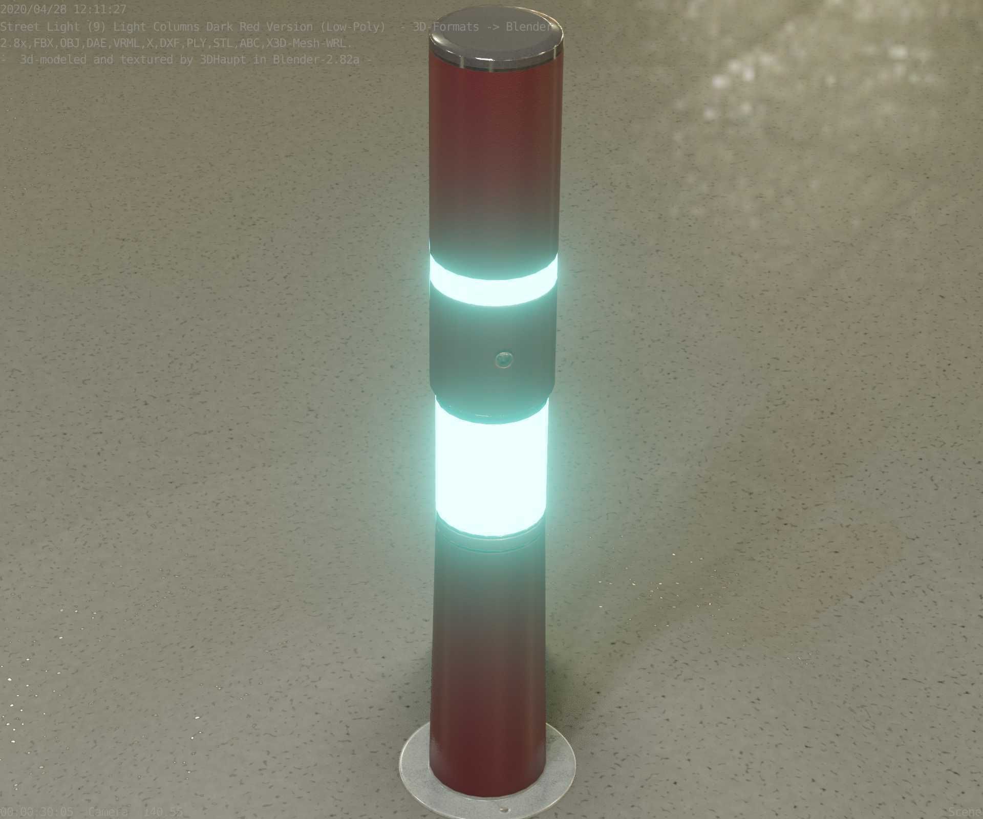 Dark Red Light-Column -8- Street-Light 9 Low-poly 3D model_41