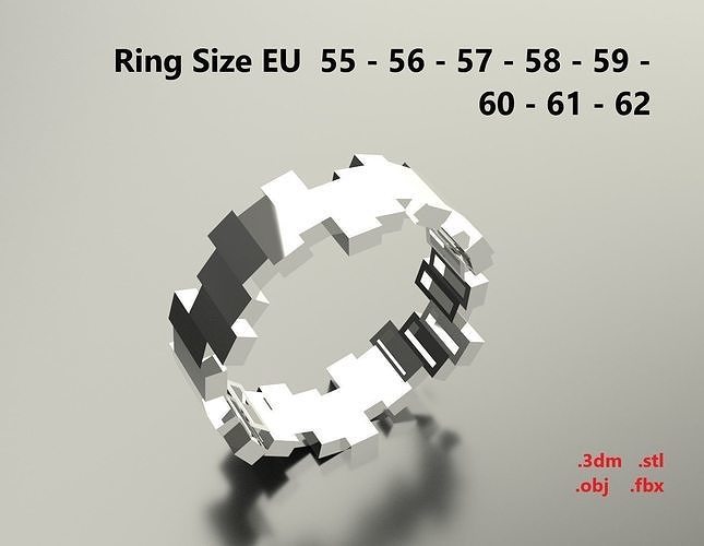 Model 84 Rectangular Facet Ring Modern EU size 3D print model