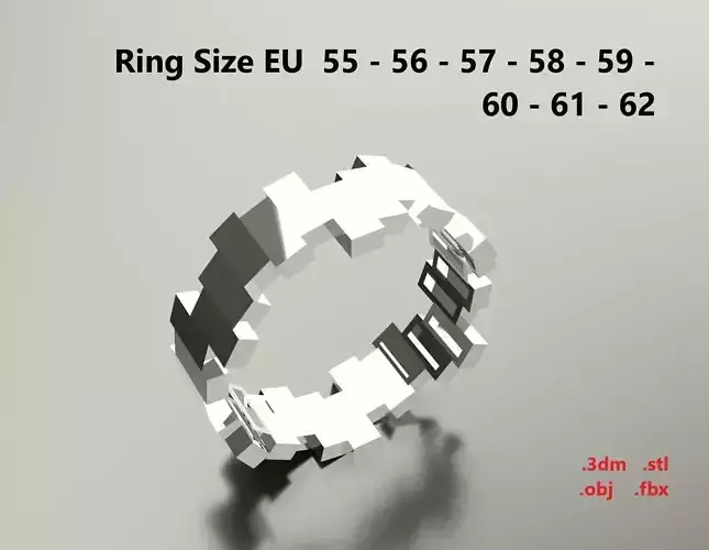 Model 84 Rectangular Facet Ring Modern EU size 3D print model