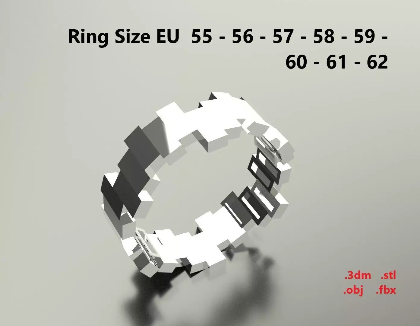 Model 84 Rectangular Facet Ring Modern EU size 3D print model_0