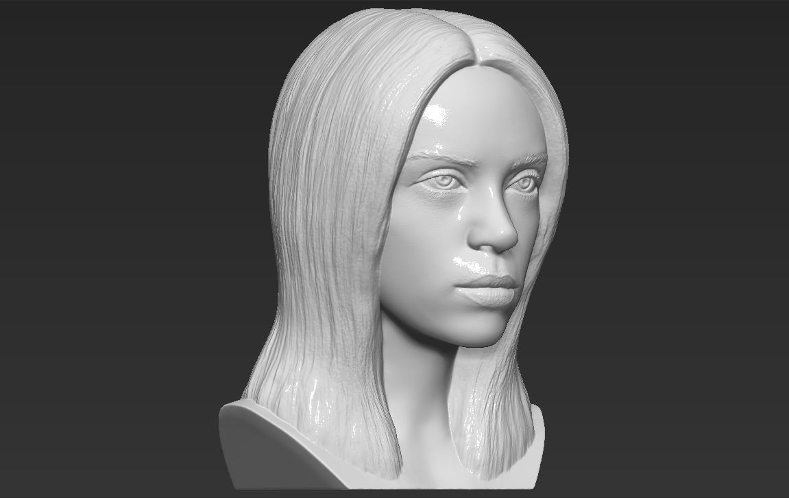 Billie Eilish bust 3D printing ready stl obj formats  3D print model_10