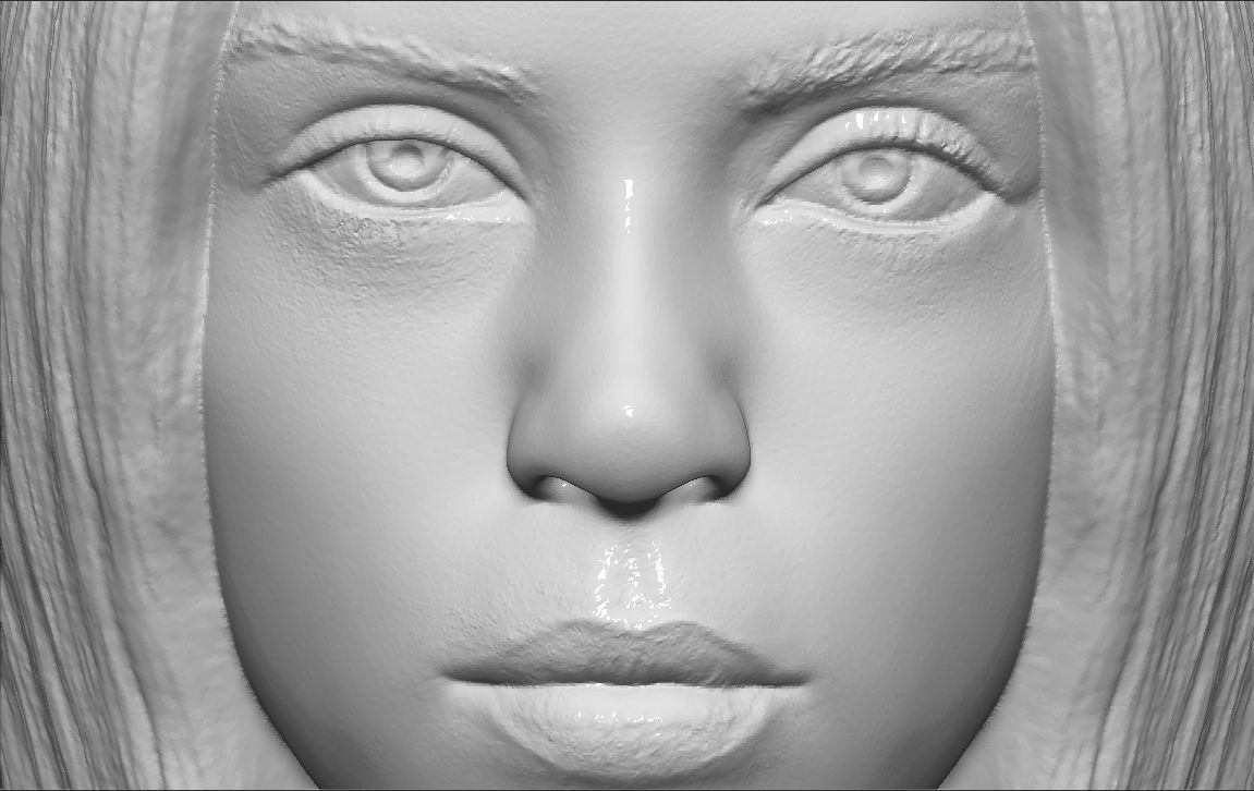 Billie Eilish bust 3D printing ready stl obj formats  3D print model_17