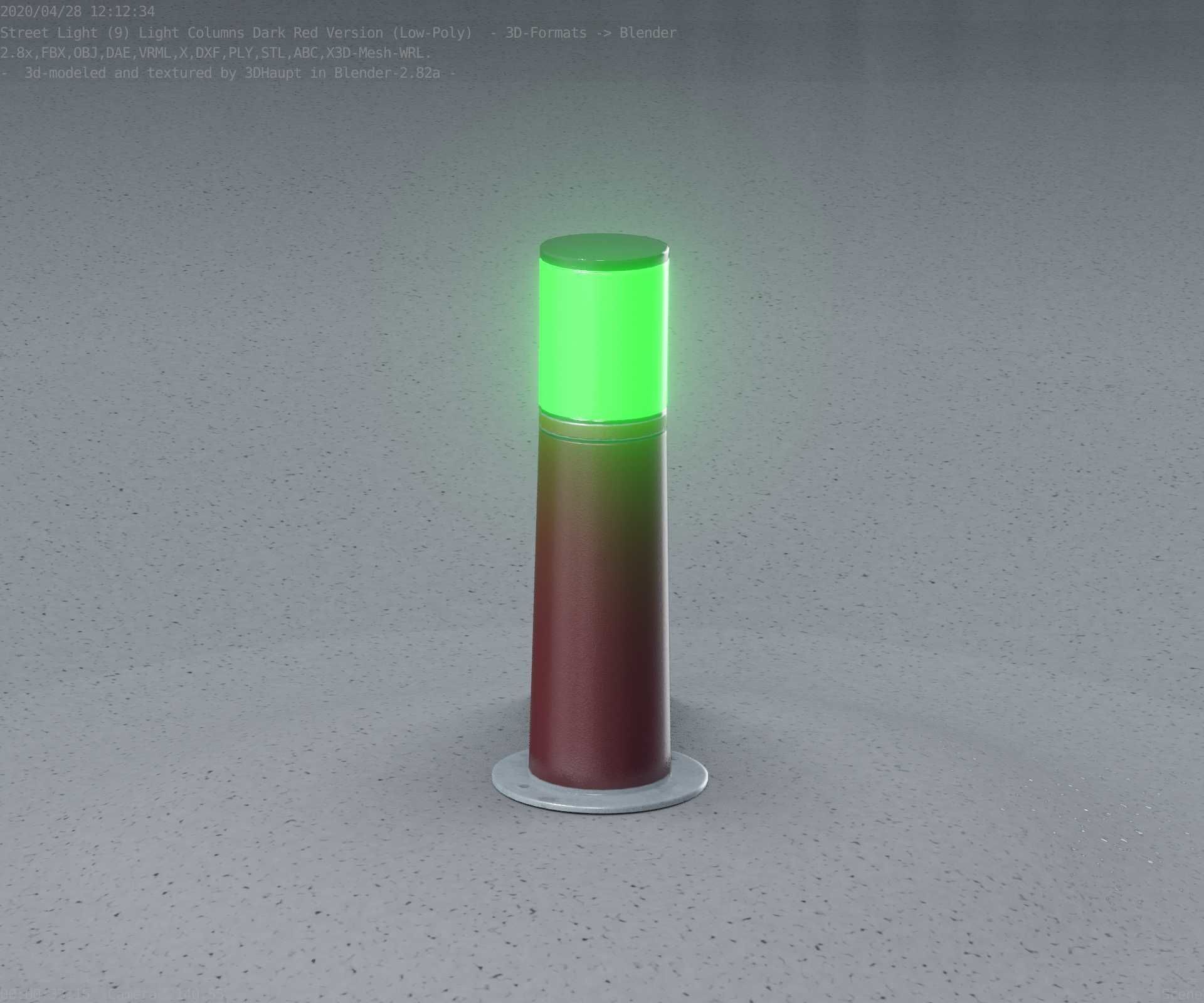 Dark Red Light-Column -9- Street-Light 9 Low-poly 3D model_32