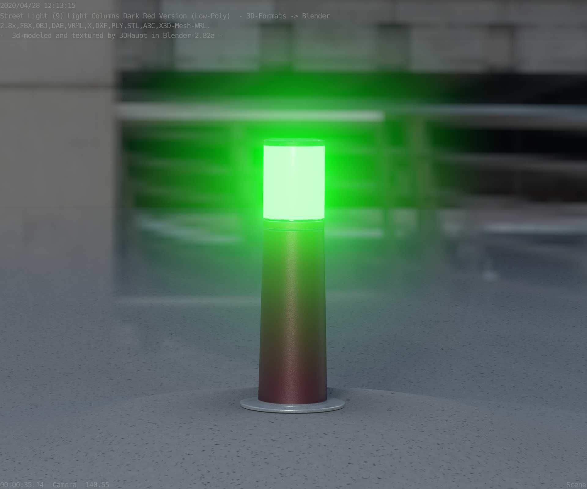 Dark Red Light-Column -9- Street-Light 9 Low-poly 3D model_76