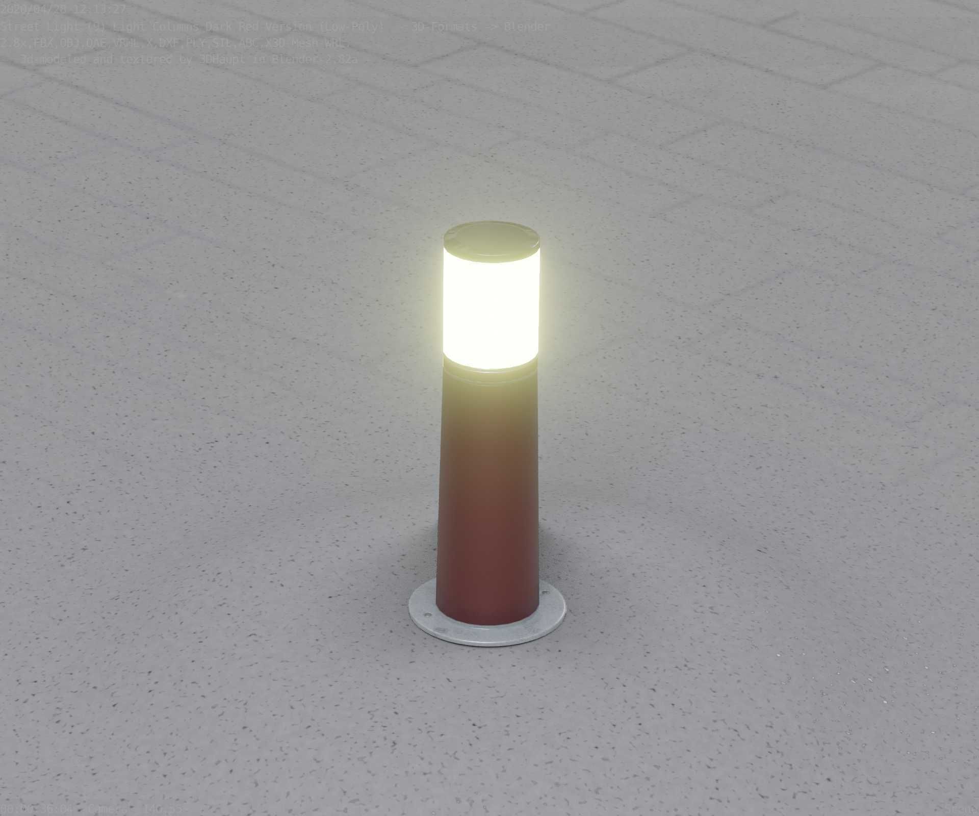 Dark Red Light-Column -9- Street-Light 9 Low-poly 3D model_11