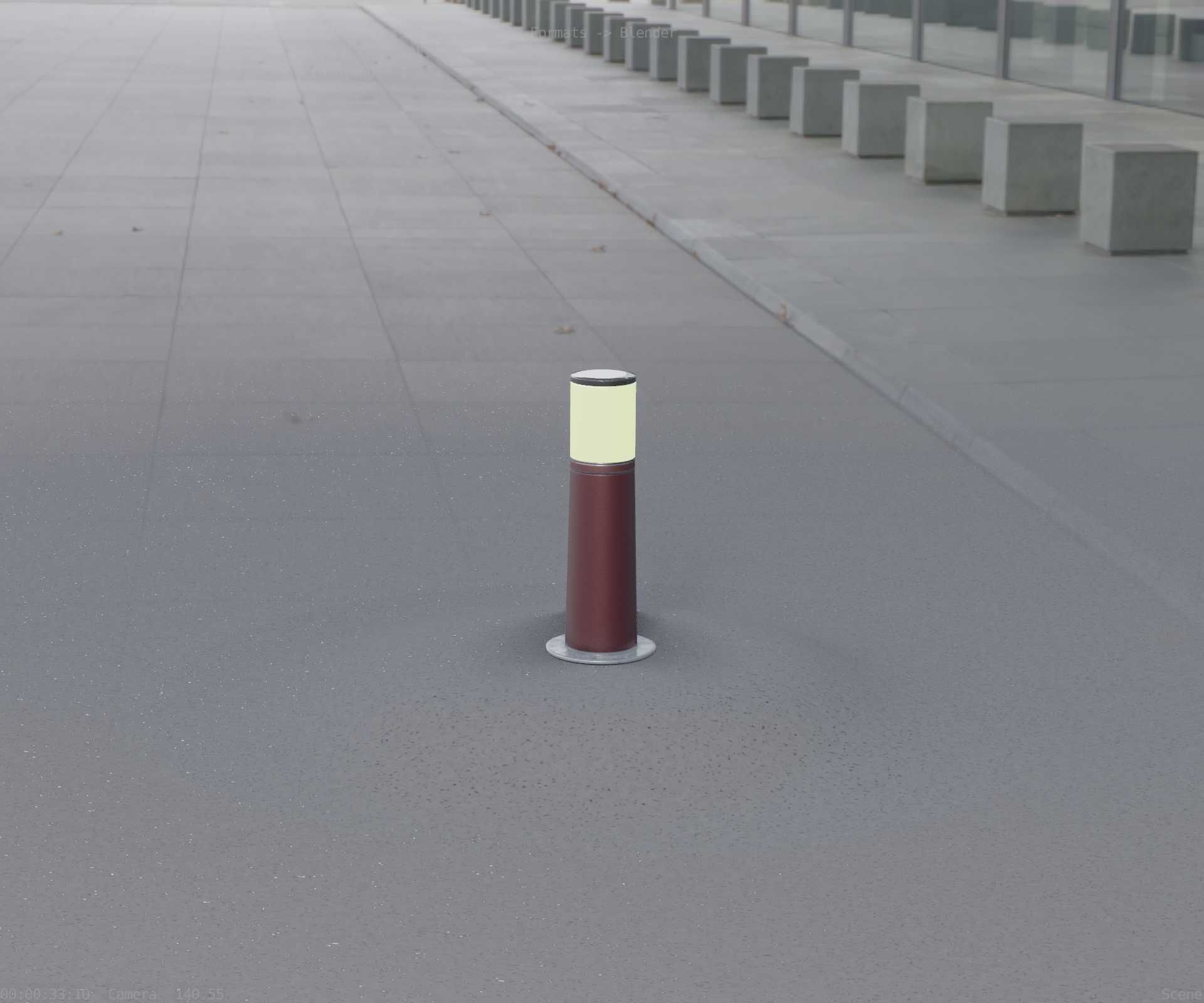 Dark Red Light-Column -9- Street-Light 9 Low-poly 3D model_26
