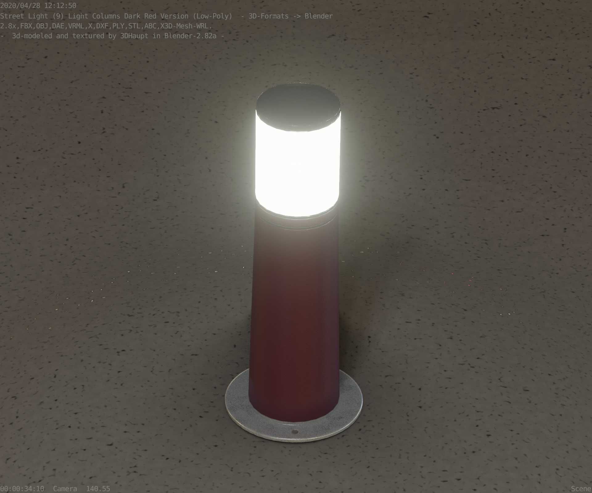 Dark Red Light-Column -9- Street-Light 9 Low-poly 3D model_49
