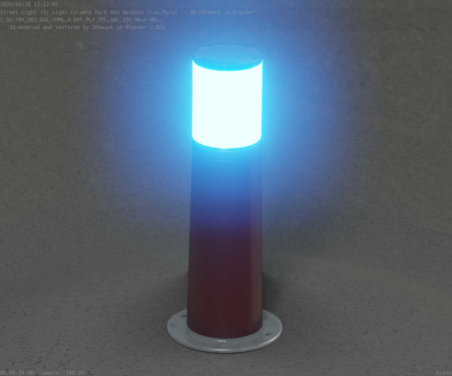 Dark Red Light-Column -9- Street-Light 9 Low-poly 3D model_39