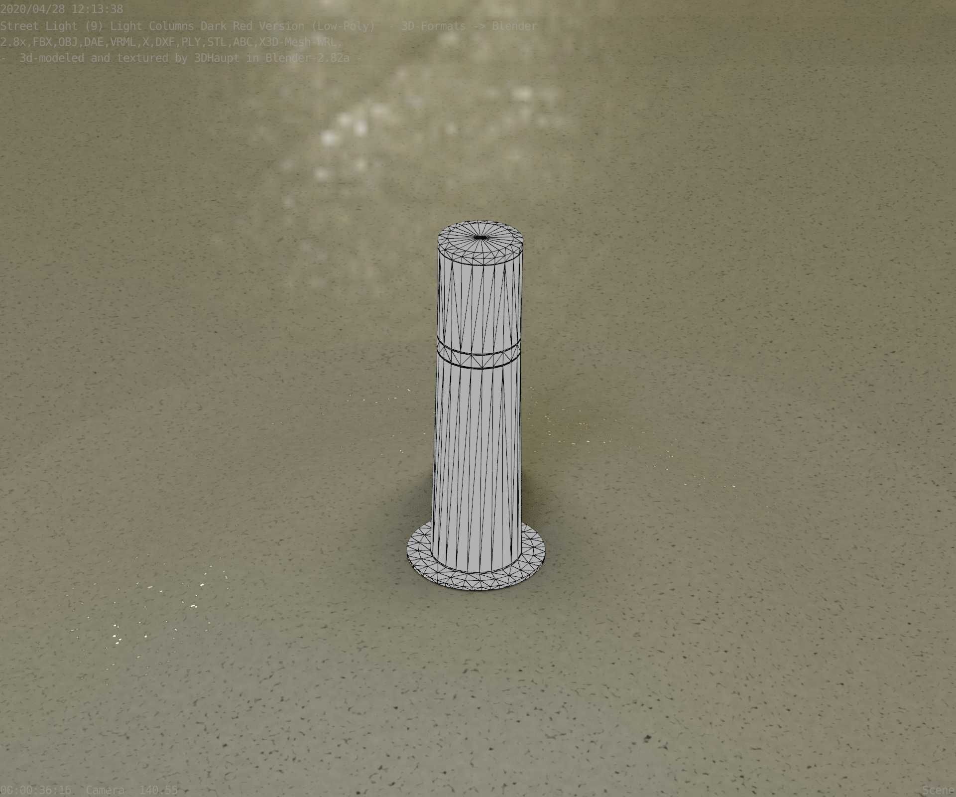 Dark Red Light-Column -9- Street-Light 9 Low-poly 3D model_1