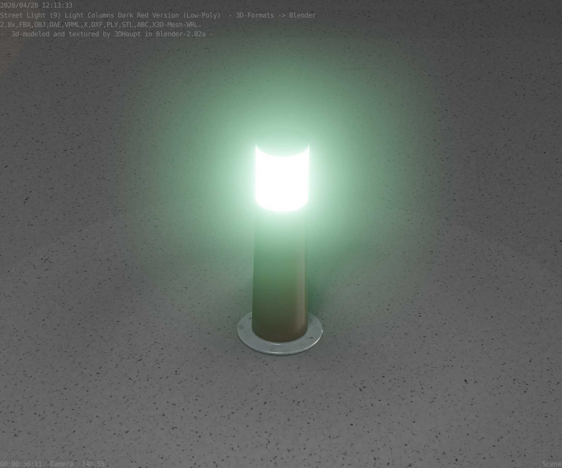 Dark Red Light-Column -9- Street-Light 9 Low-poly 3D model_18