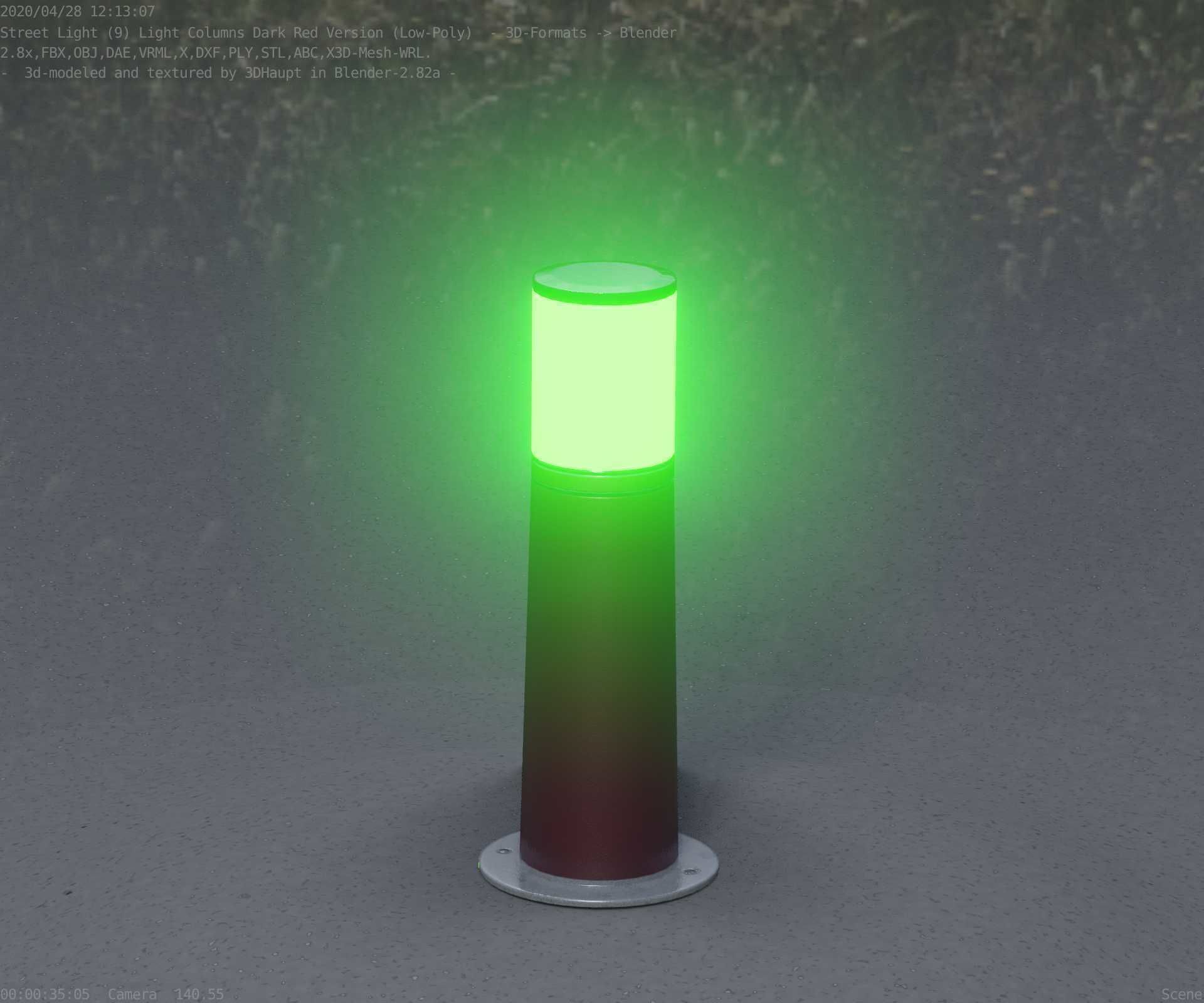 Dark Red Light-Column -9- Street-Light 9 Low-poly 3D model_68