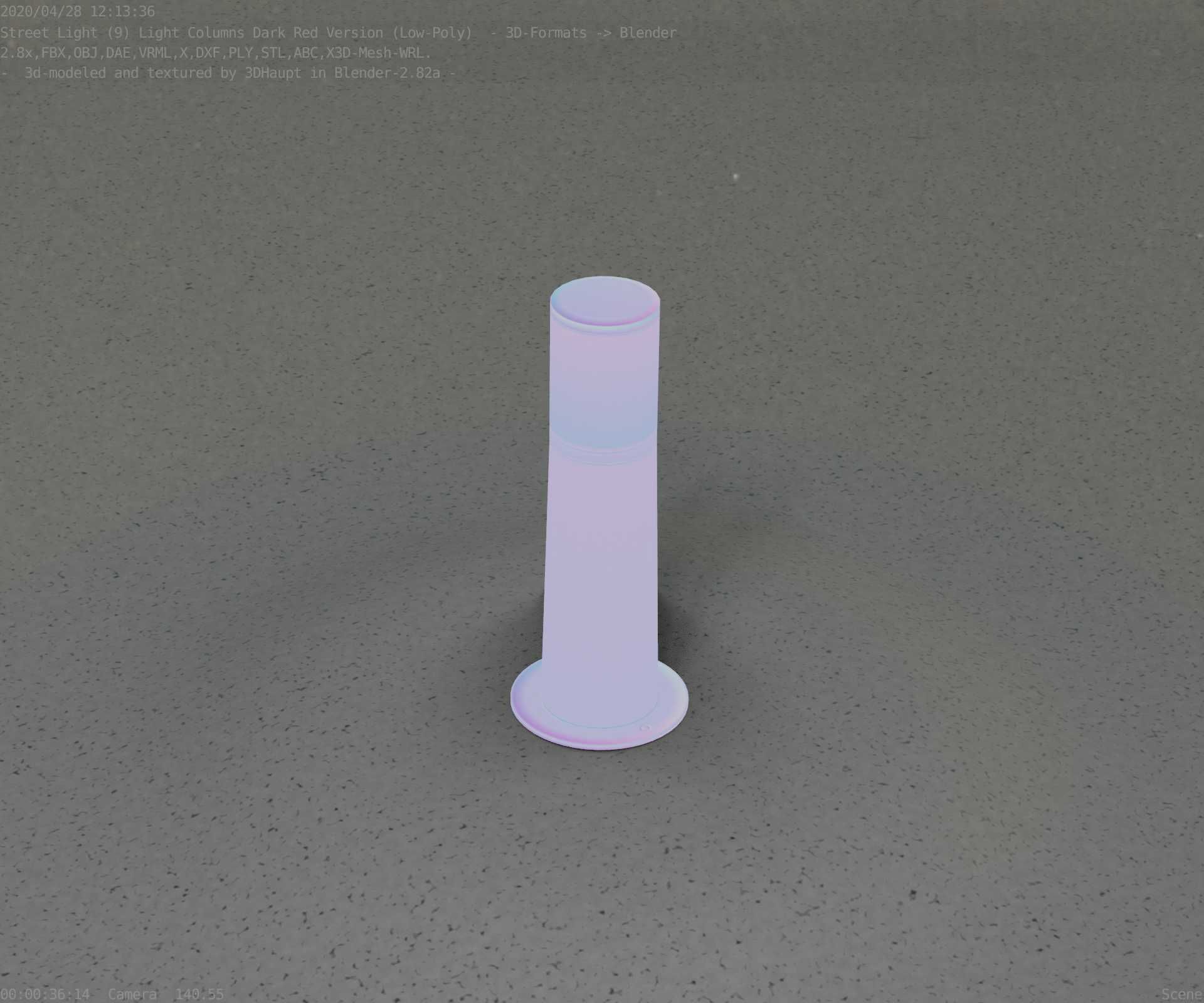 Dark Red Light-Column -9- Street-Light 9 Low-poly 3D model_21