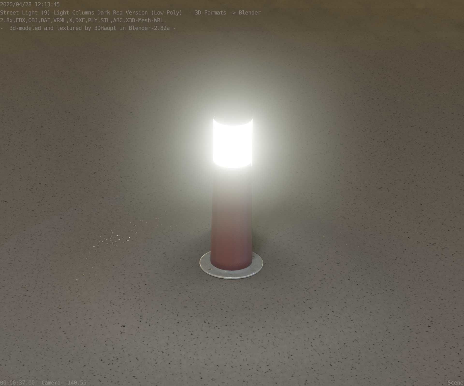 Dark Red Light-Column -9- Street-Light 9 Low-poly 3D model_88