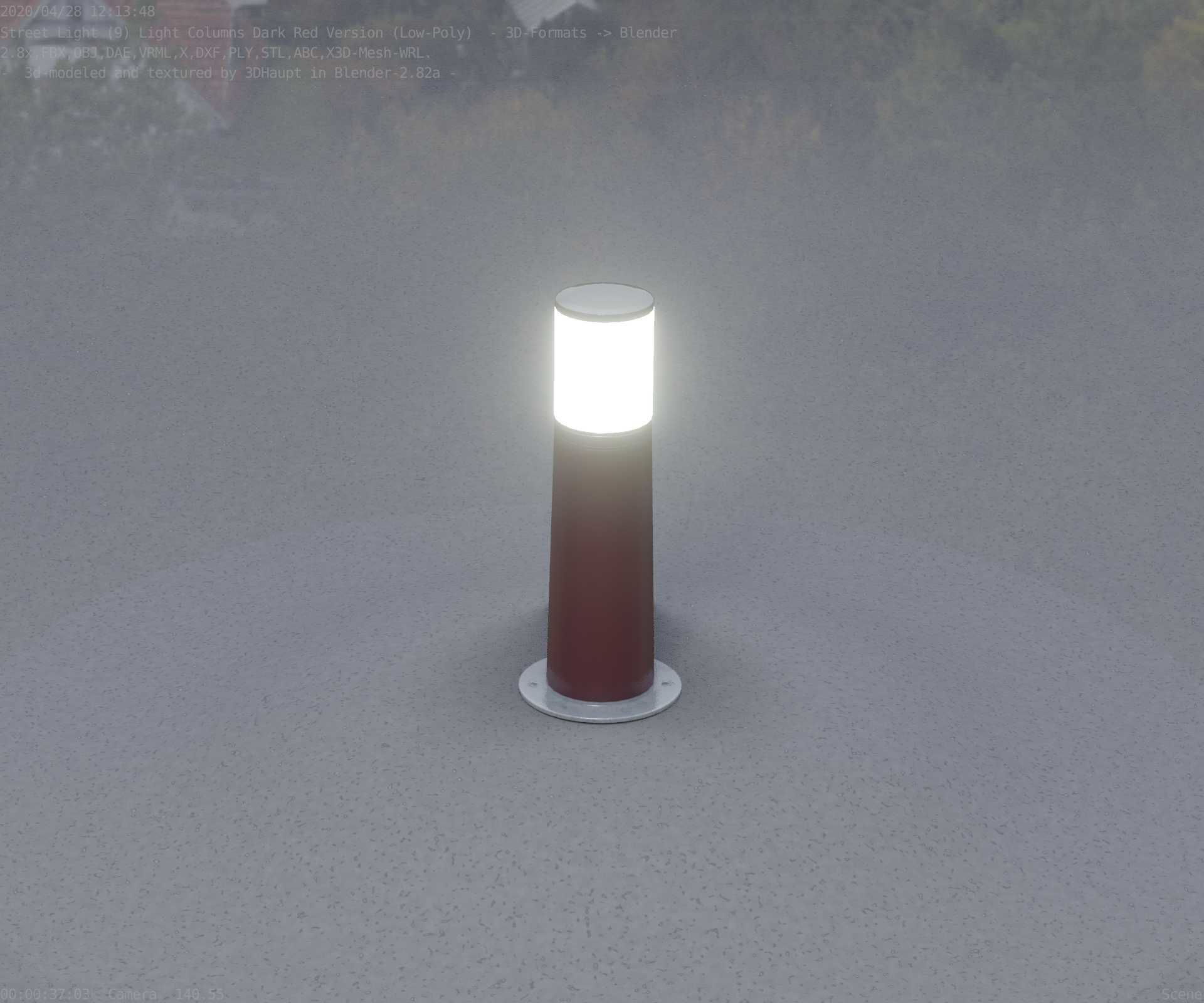 Dark Red Light-Column -9- Street-Light 9 Low-poly 3D model_91