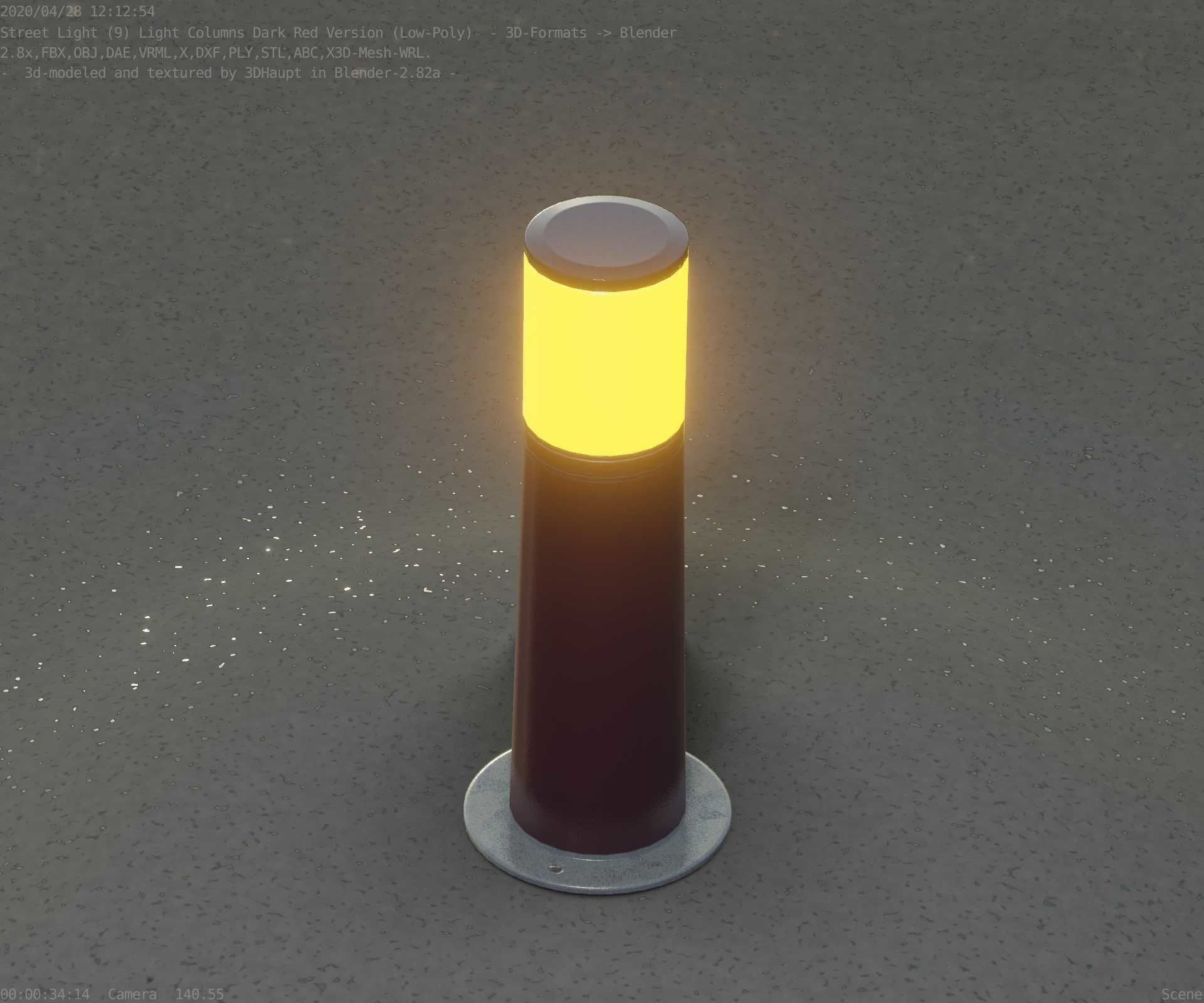 Dark Red Light-Column -9- Street-Light 9 Low-poly 3D model_53