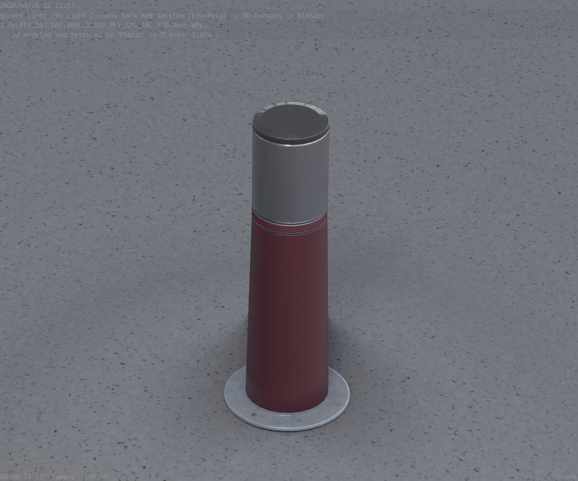 Dark Red Light-Column -9- Street-Light 9 Low-poly 3D model_56