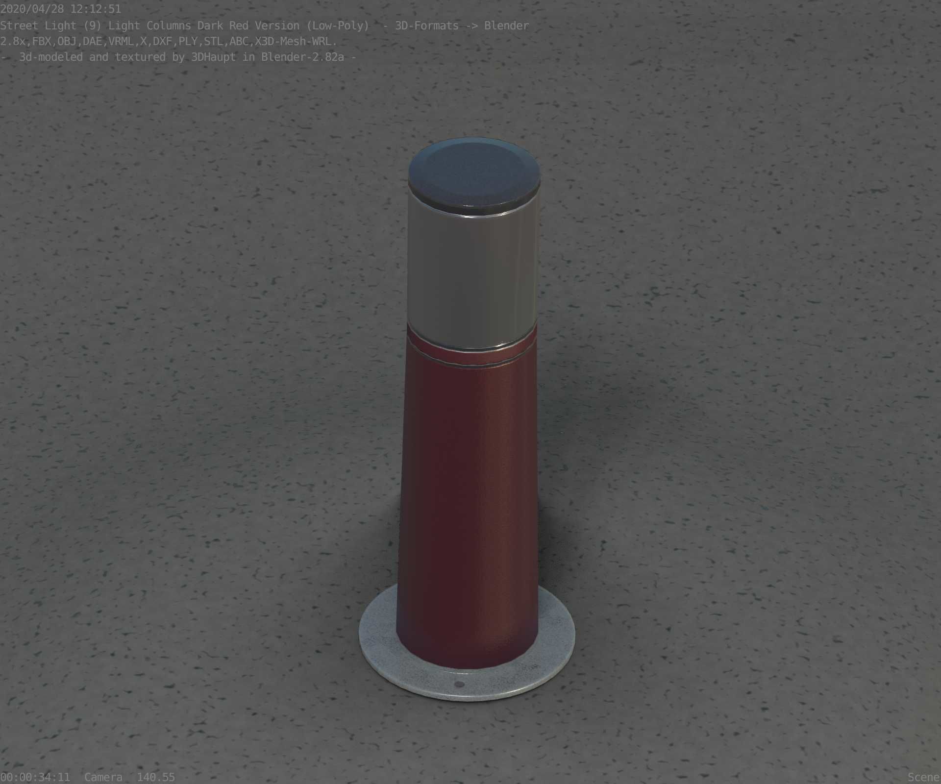 Dark Red Light-Column -9- Street-Light 9 Low-poly 3D model_50
