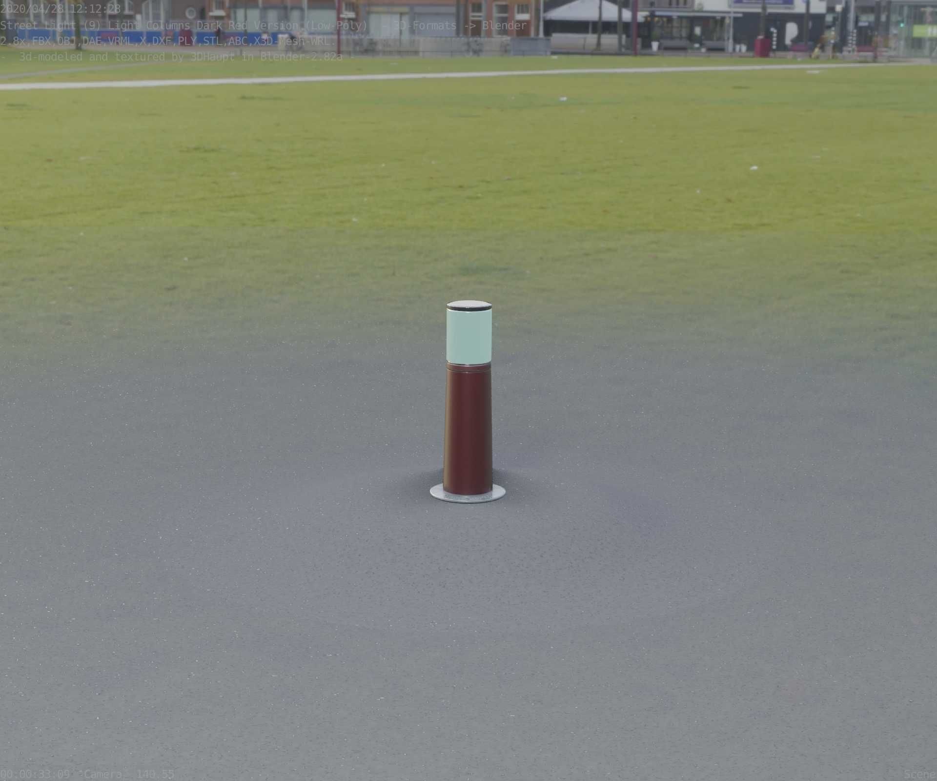 Dark Red Light-Column -9- Street-Light 9 Low-poly 3D model_25