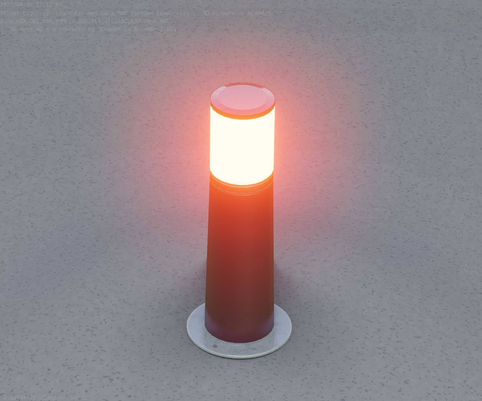 Dark Red Light-Column -9- Street-Light 9 Low-poly 3D model_55