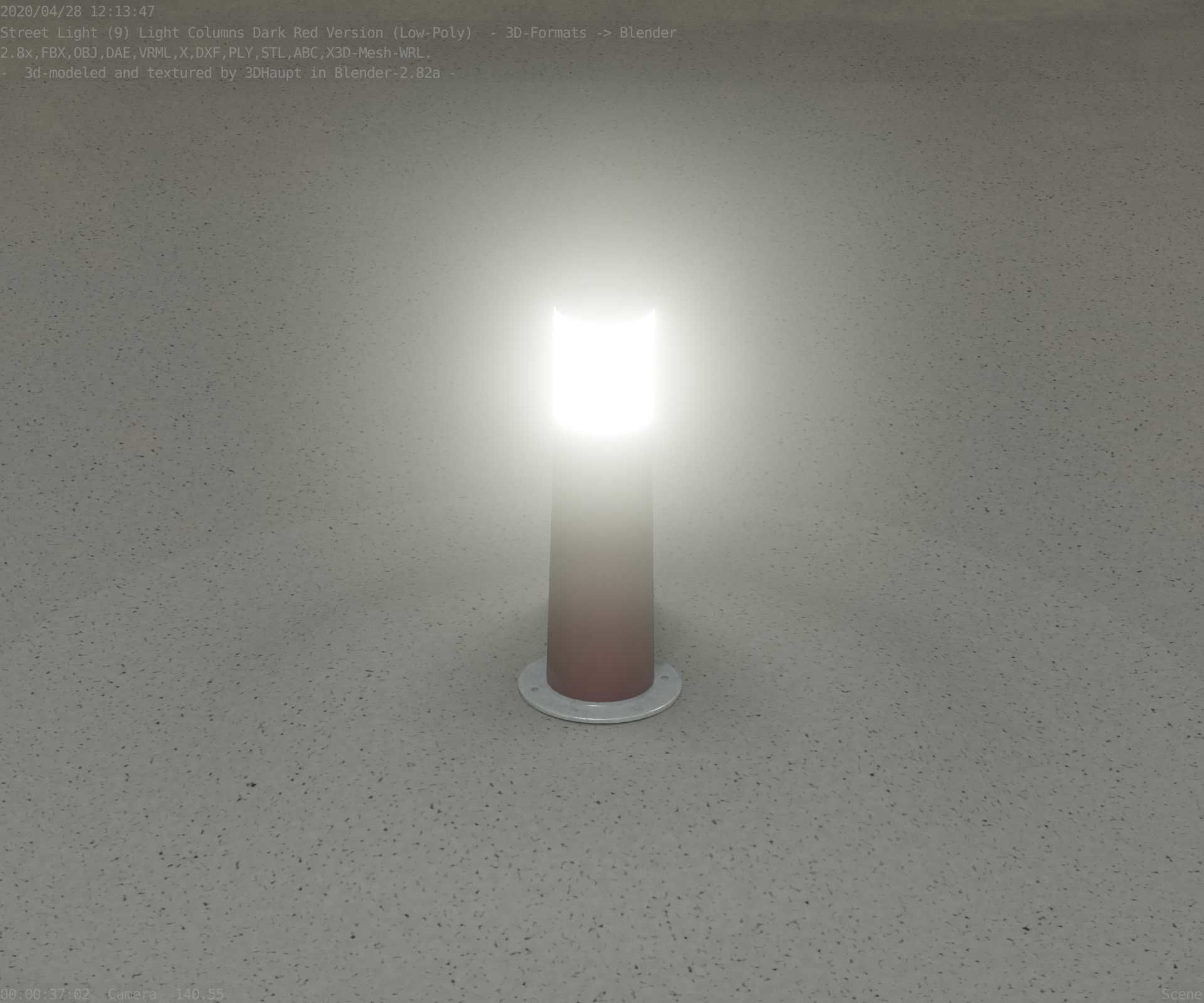 Dark Red Light-Column -9- Street-Light 9 Low-poly 3D model_90