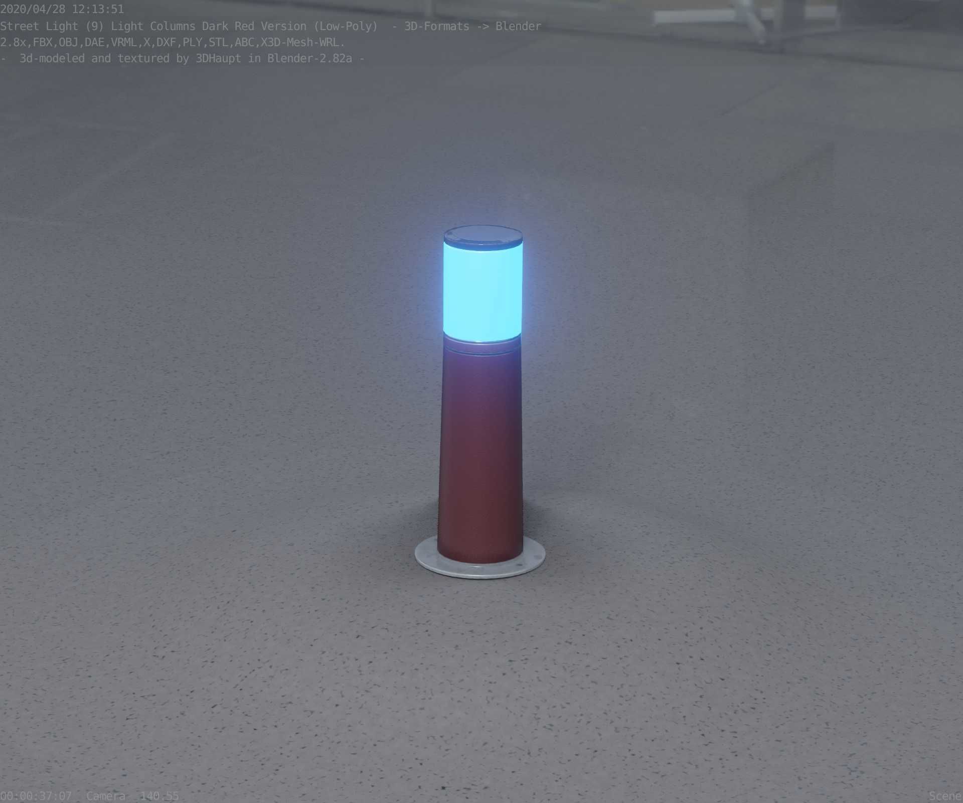Dark Red Light-Column -9- Street-Light 9 Low-poly 3D model_95
