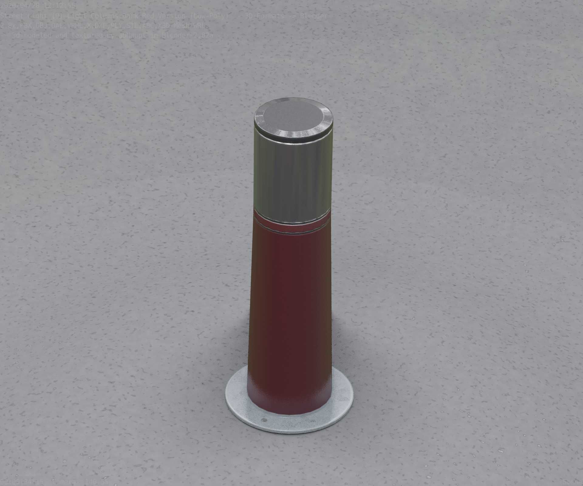 Dark Red Light-Column -9- Street-Light 9 Low-poly 3D model_54